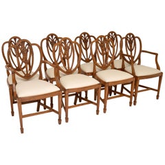 Set of 8 Antique Mahogany Shield Back Dining Chairs