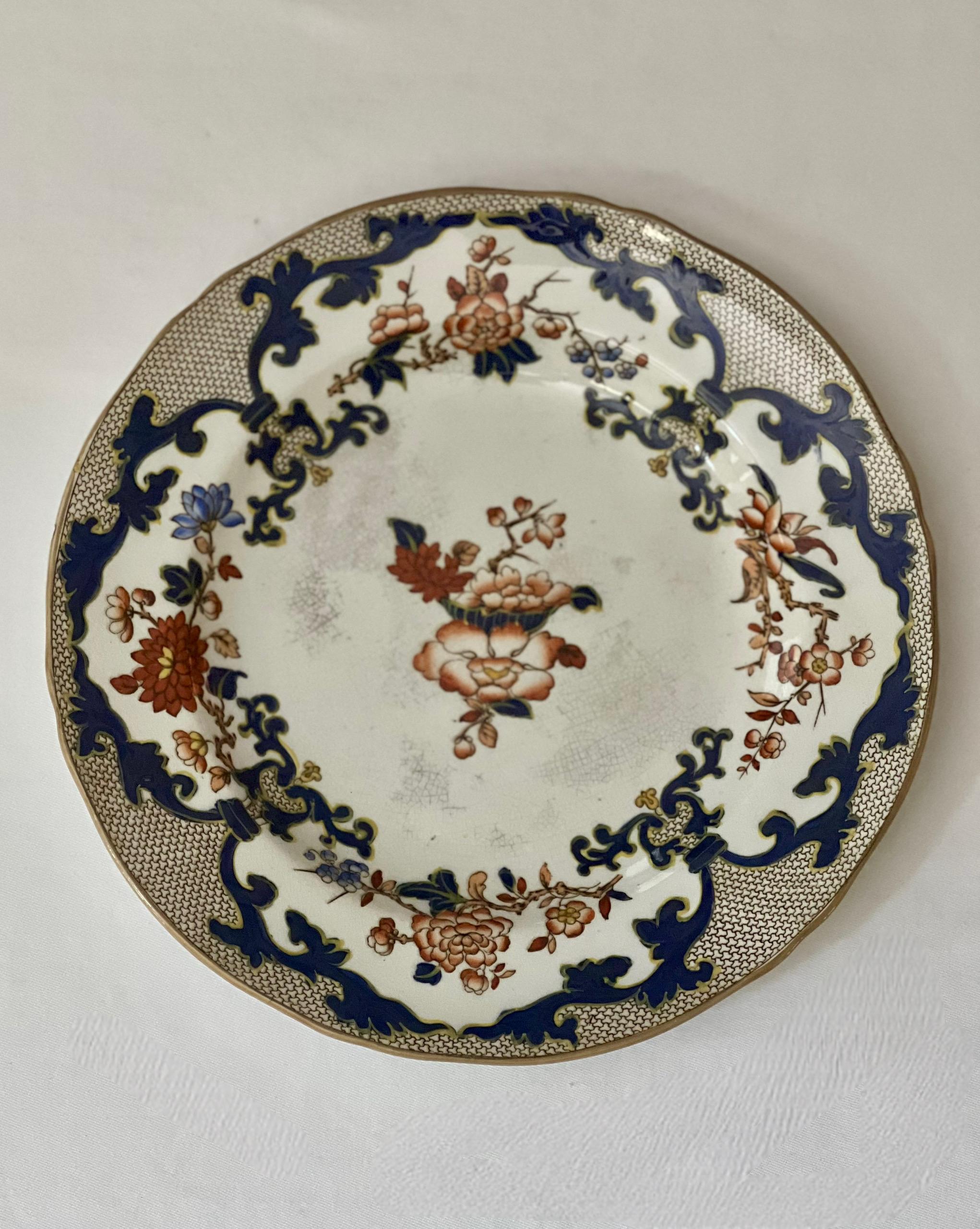 Juego de 8 Platos de Cena Antiguos Estilo Minton Imari en venta 2