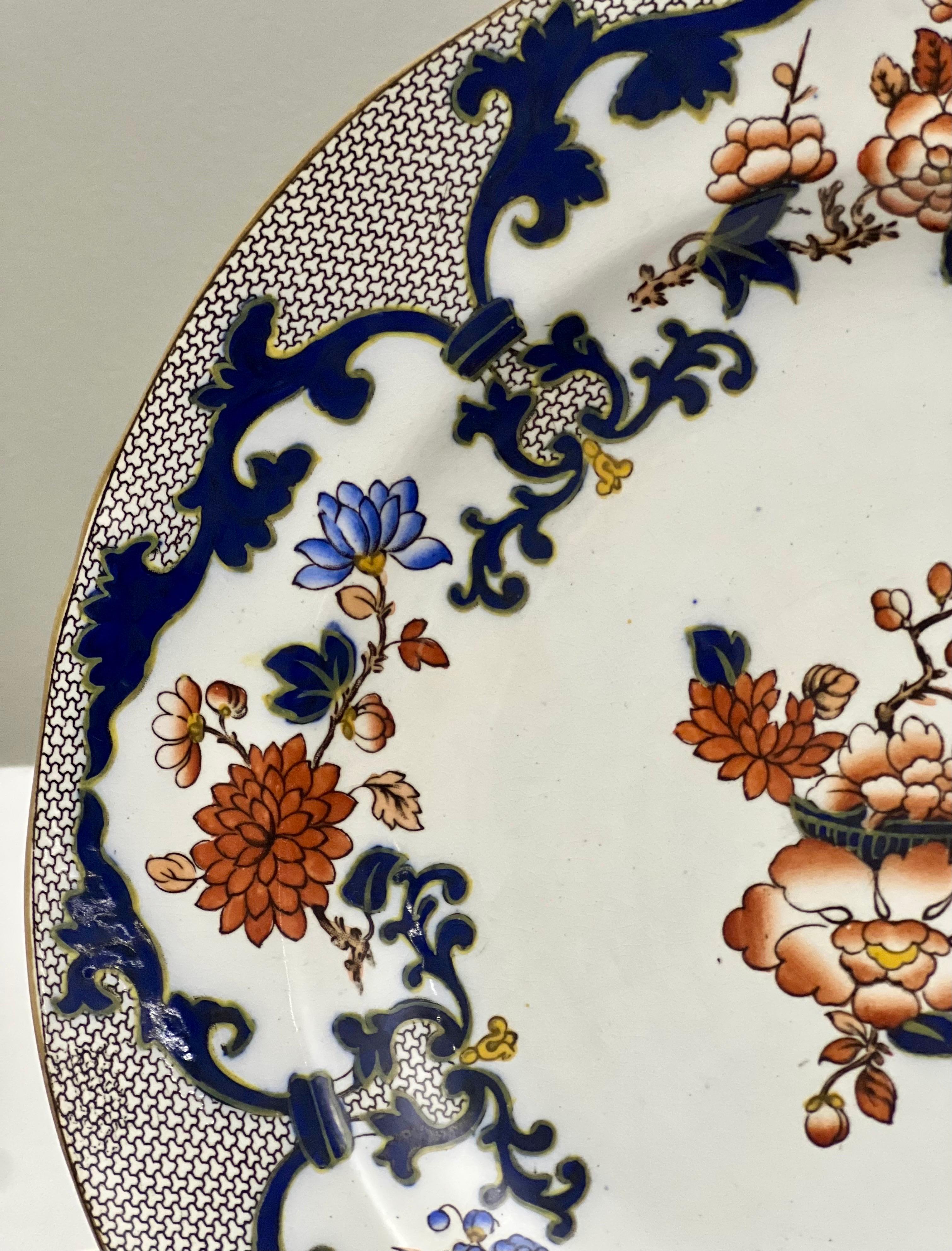 Juego de 8 Platos de Cena Antiguos Estilo Minton Imari en venta 5