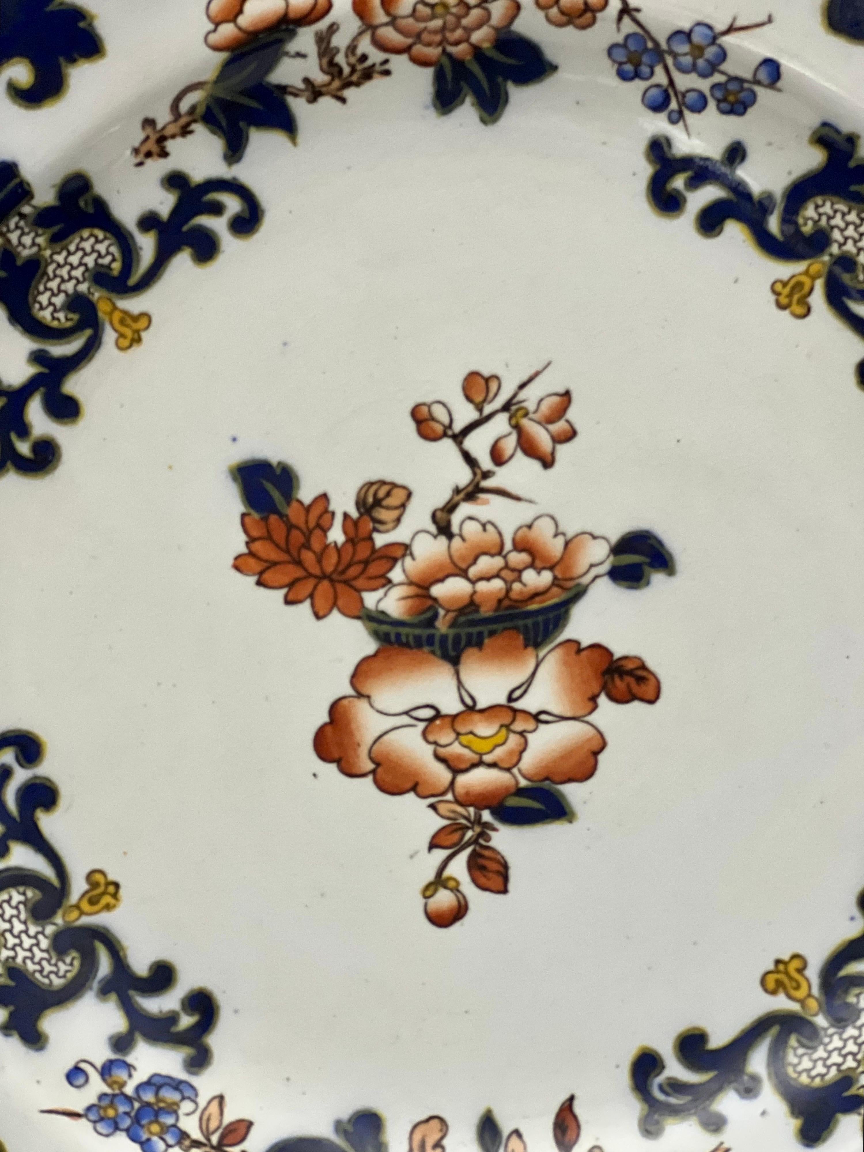 Juego de 8 Platos de Cena Antiguos Estilo Minton Imari en venta 6