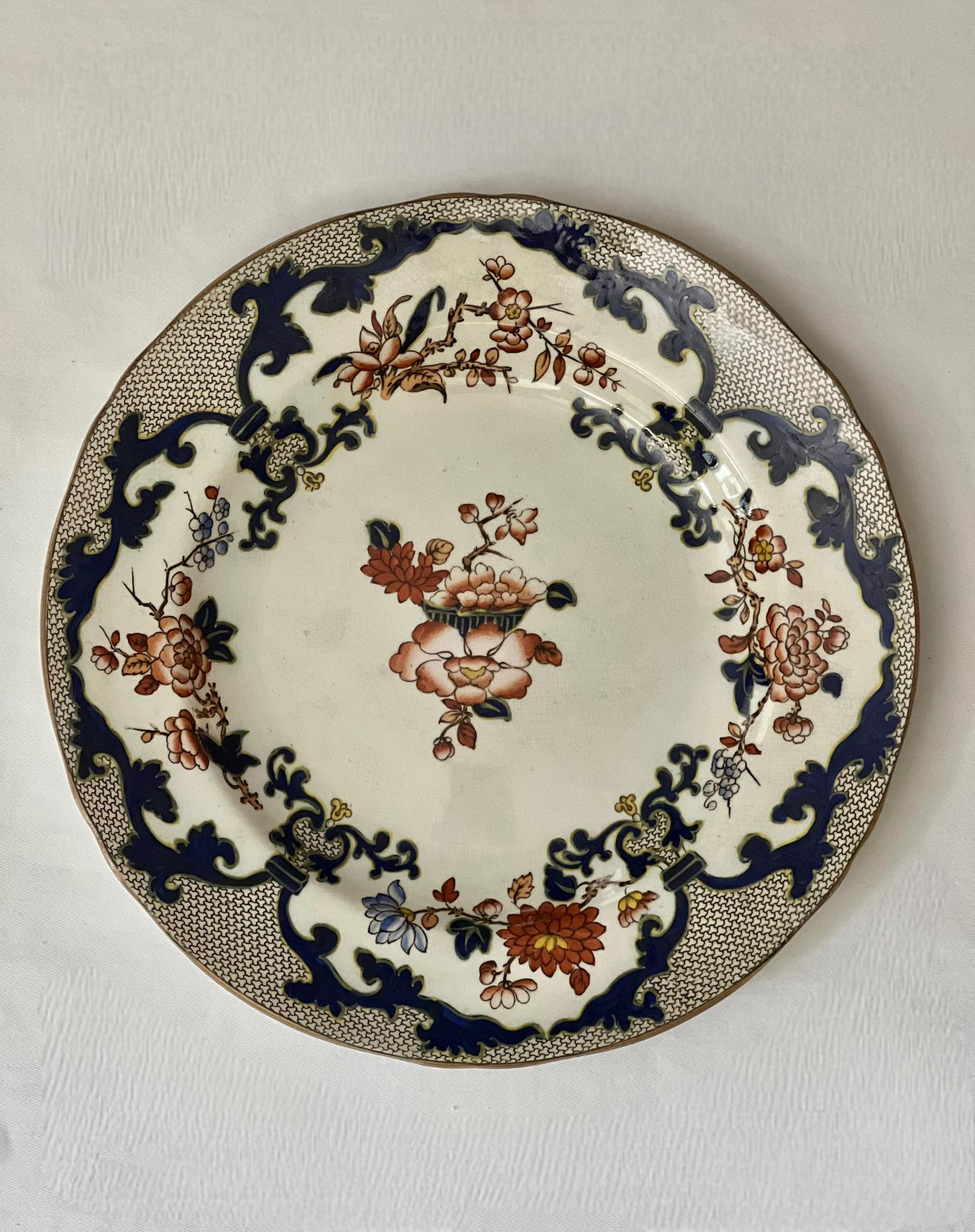 Juego de 8 Platos de Cena Antiguos Estilo Minton Imari Inglés en venta