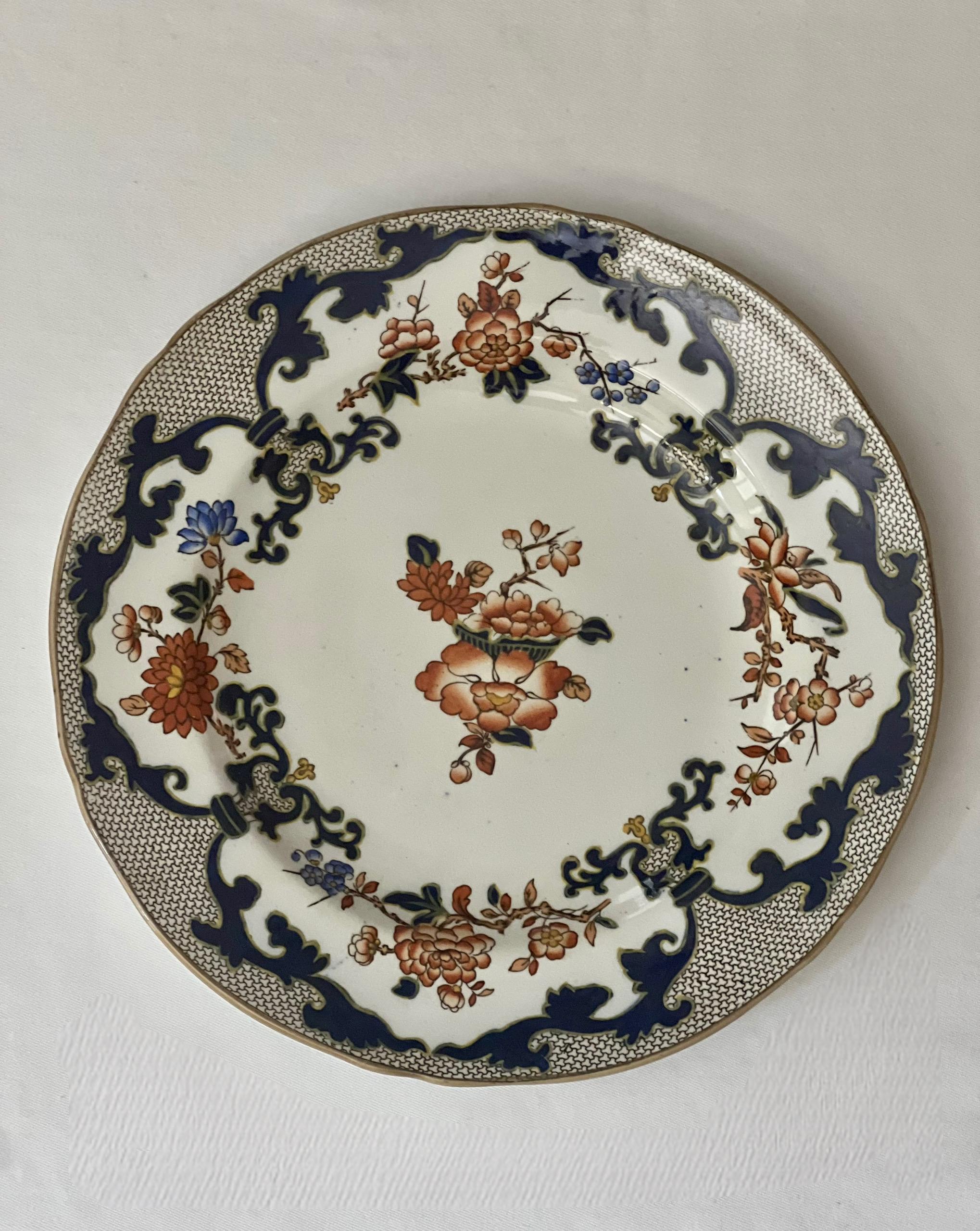 Juego de 8 Platos de Cena Antiguos Estilo Minton Imari principios del siglo XX en venta