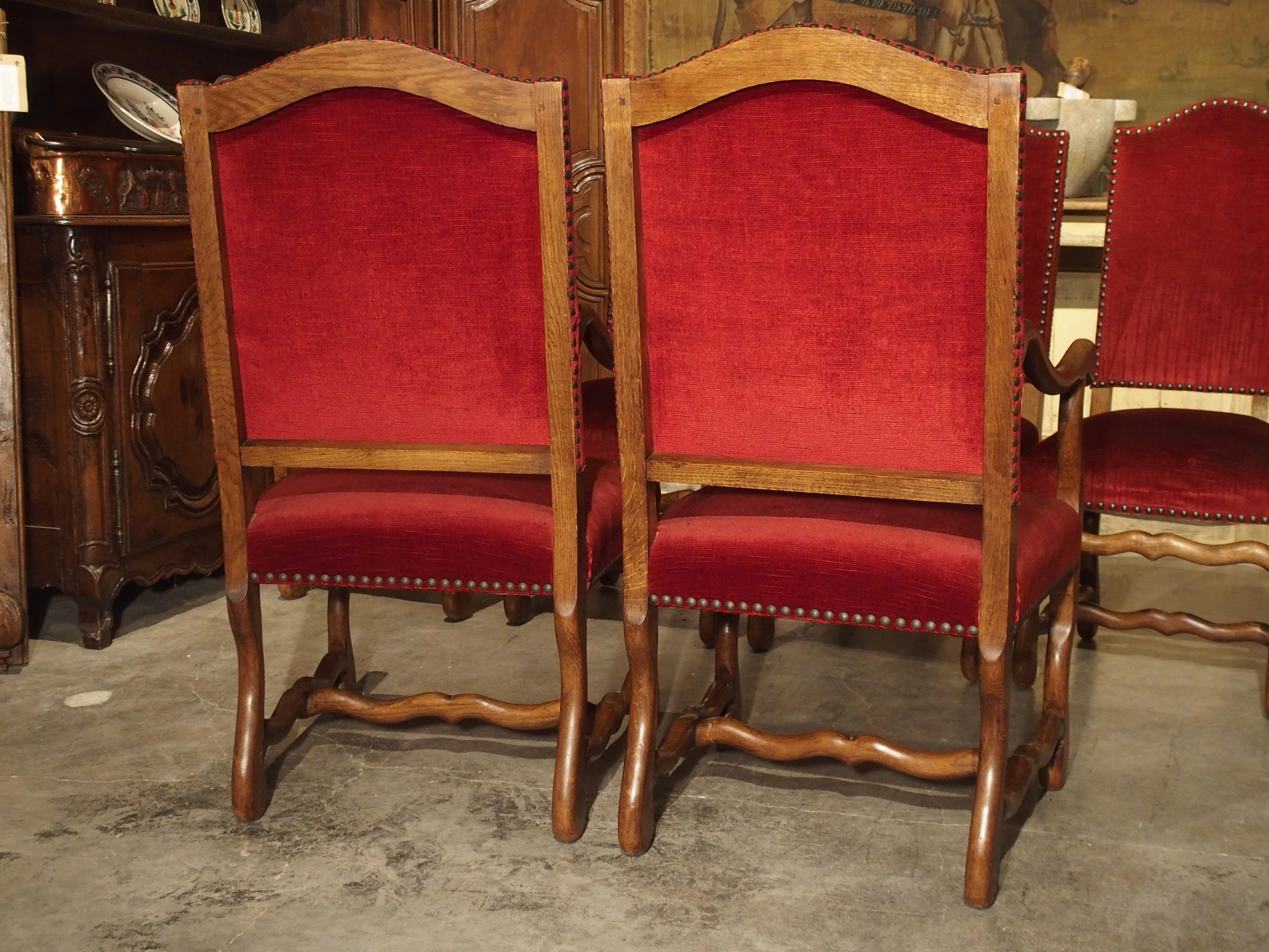 Oak Set of 8 Antique Os de Mouton Dining Chairs with Square Peg Construction