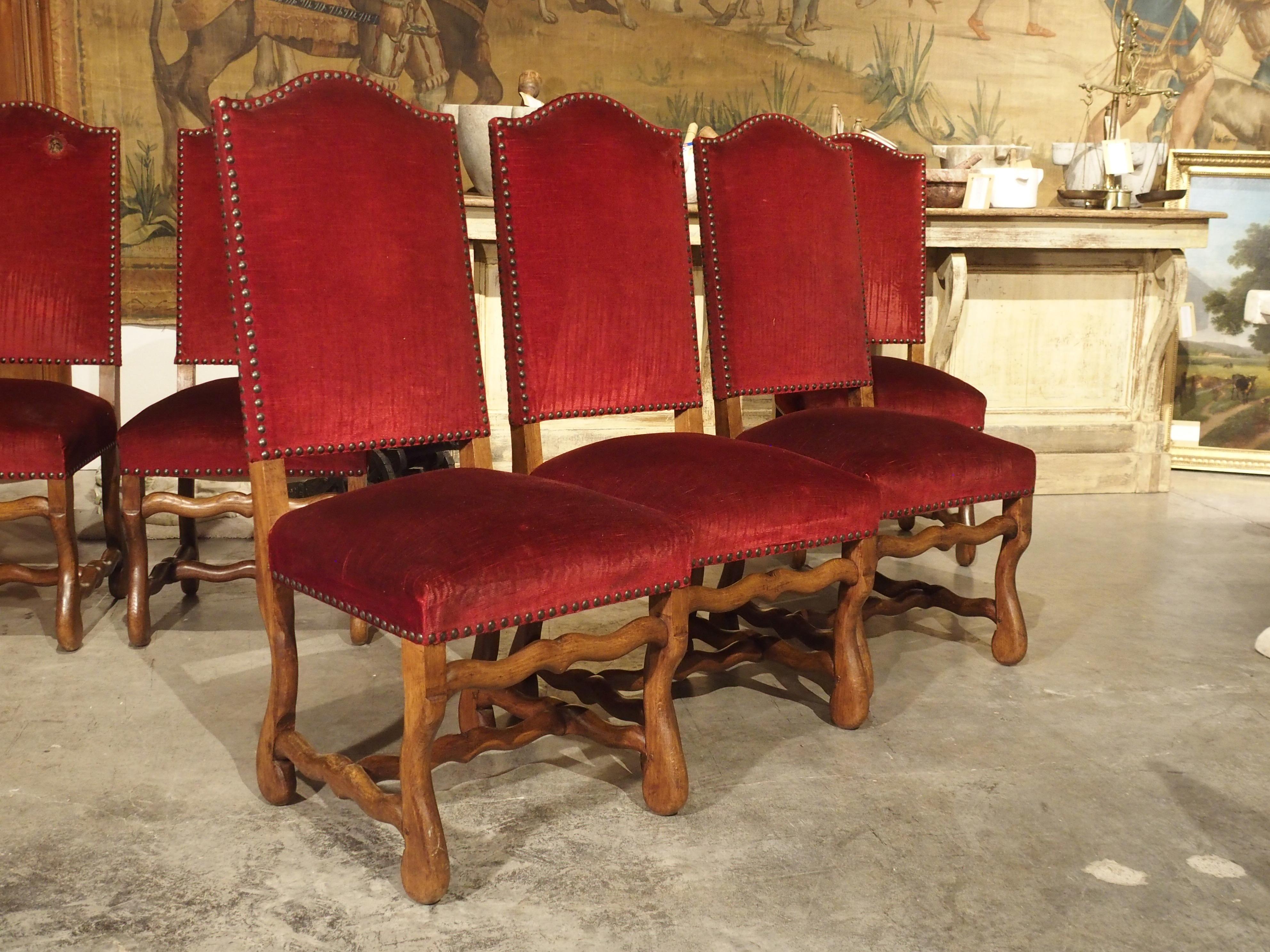 Set of 8 Antique Os de Mouton Dining Chairs with Square Peg Construction 2