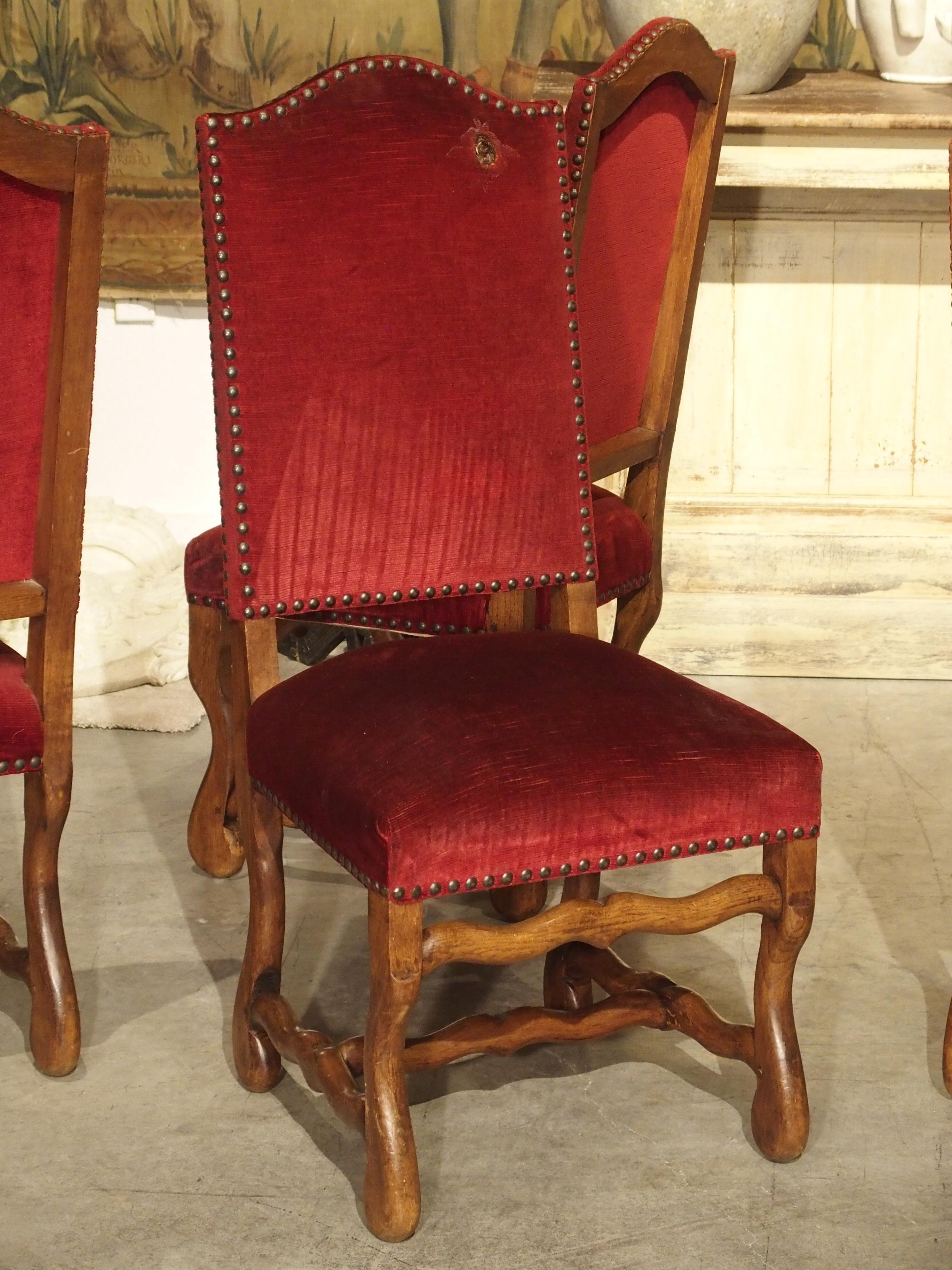 Set of 8 Antique Os de Mouton Dining Chairs with Square Peg Construction 3
