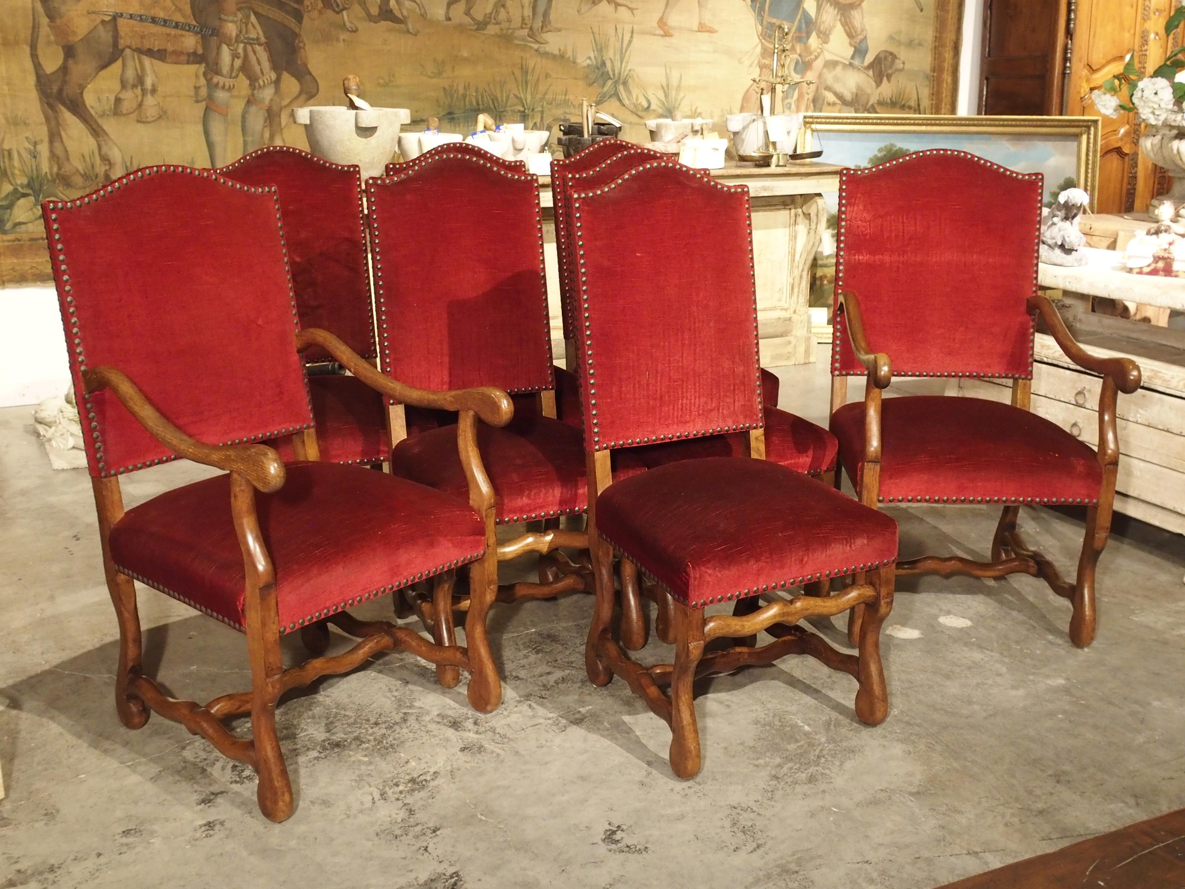 Set of 8 Antique Os de Mouton Dining Chairs with Square Peg Construction 9