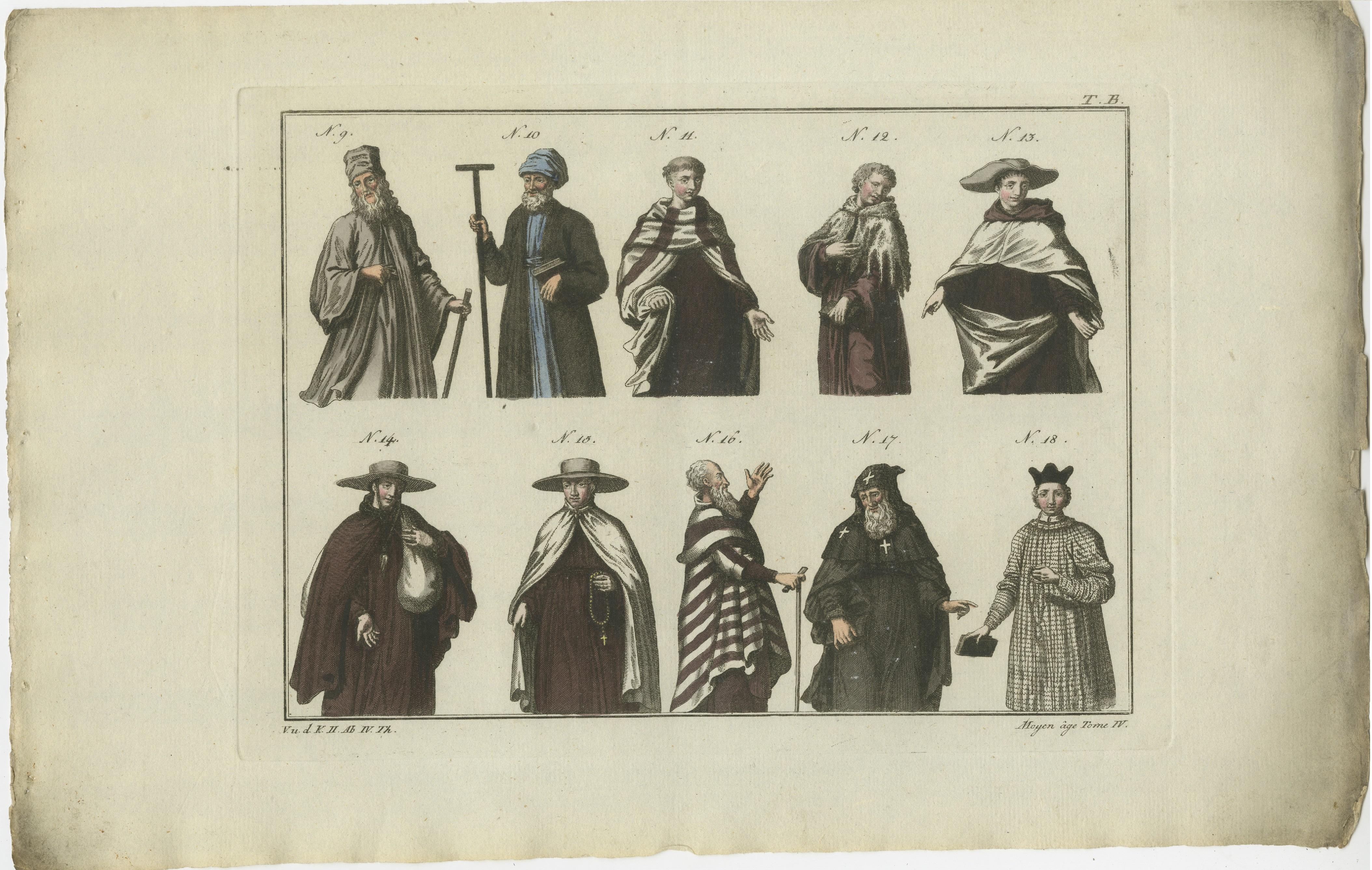 Set of 8 Antique Prints of Religious Figures and Turks in the Middle Ages In Good Condition For Sale In Langweer, NL
