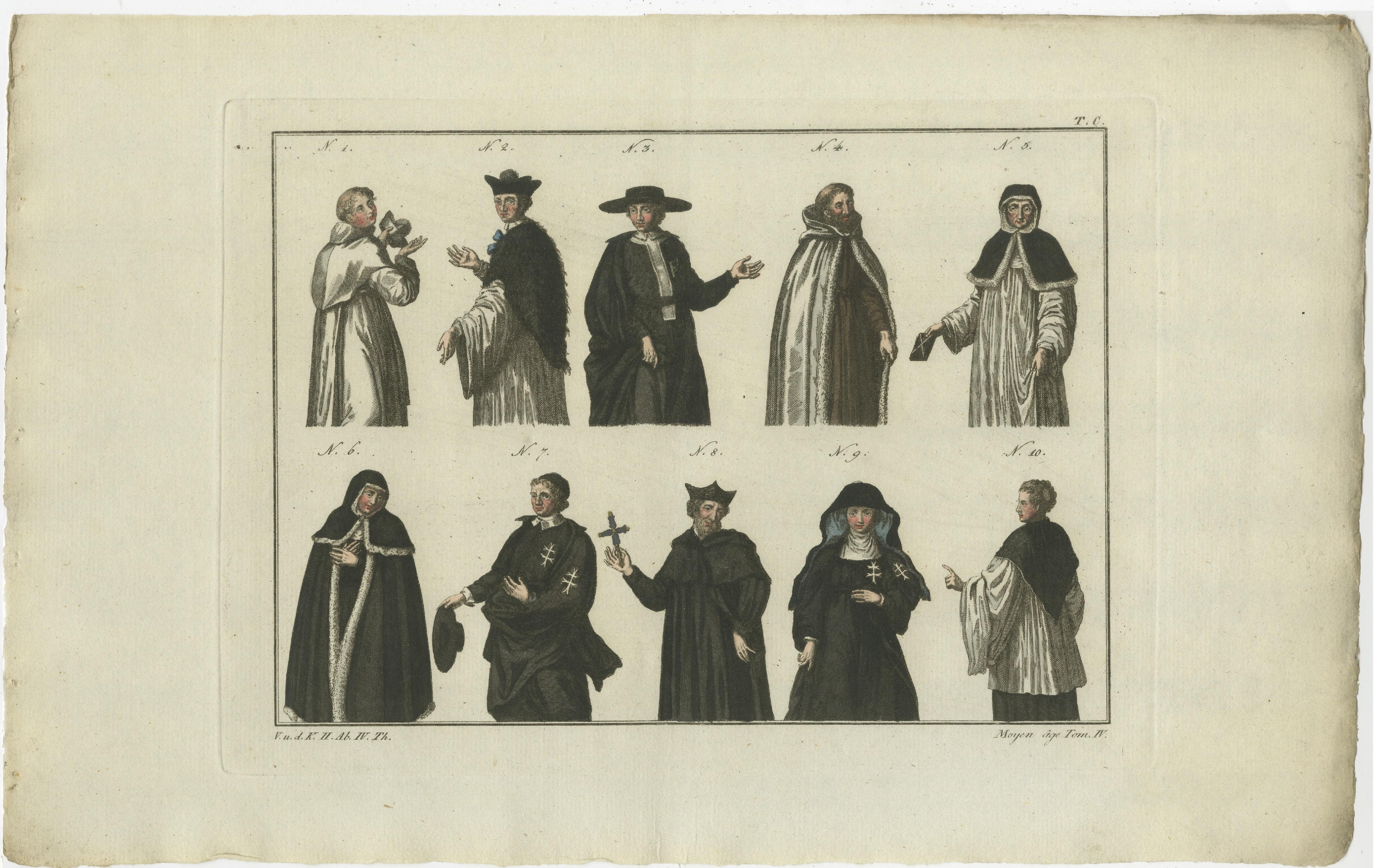 19th Century Set of 8 Antique Prints of Religious Figures and Turks in the Middle Ages For Sale