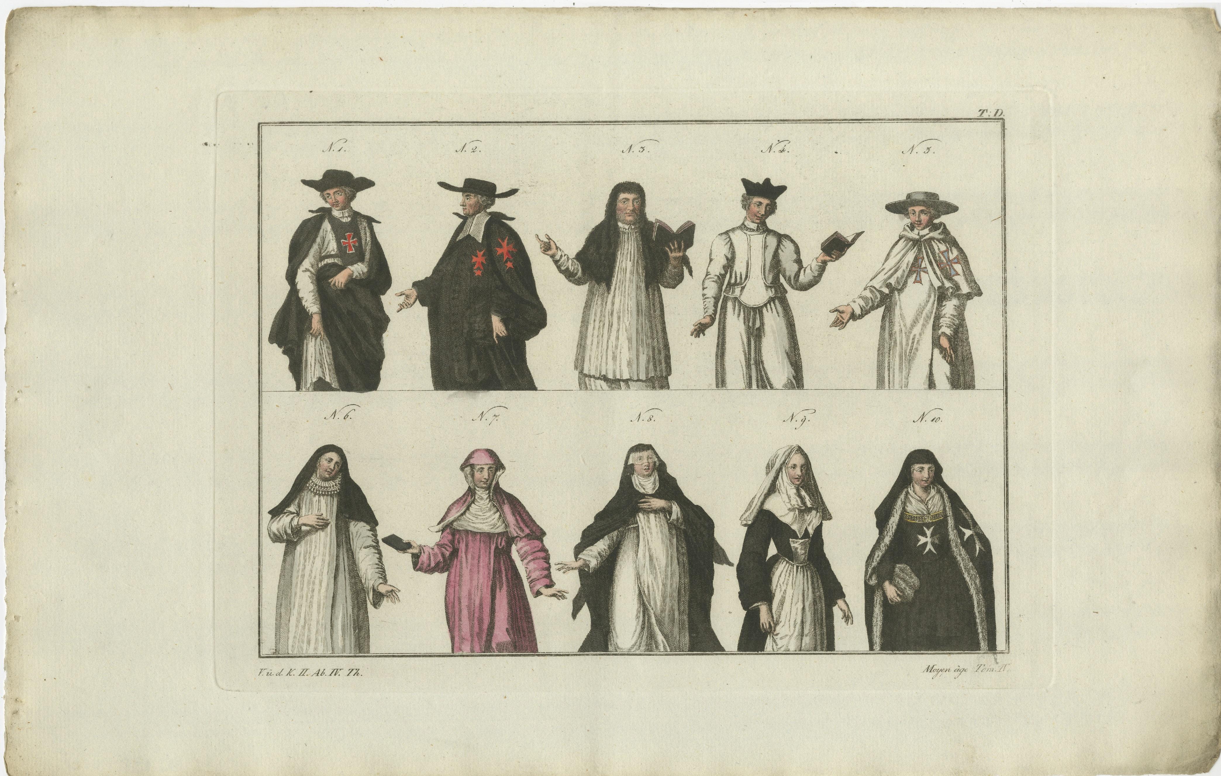 Paper Set of 8 Antique Prints of Religious Figures and Turks in the Middle Ages For Sale