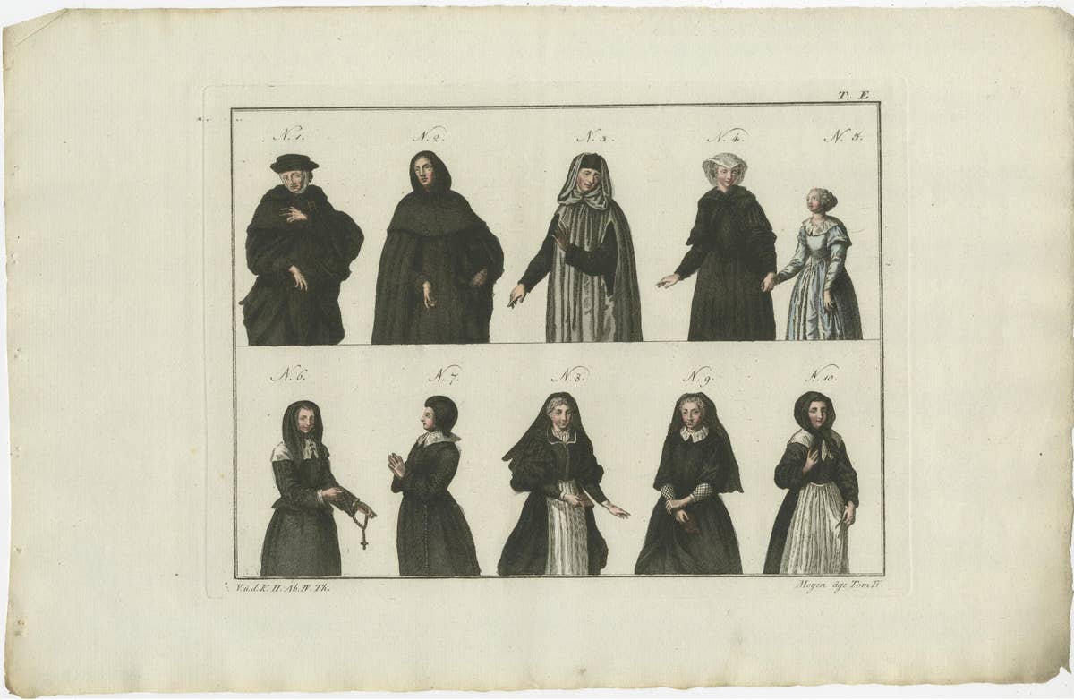 Set of 8 Antique Prints of Religious Figures and Turks in the Middle Ages