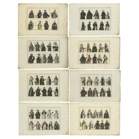 Set of 8 Antique Prints of Religious Figures and Turks in the Middle Ages