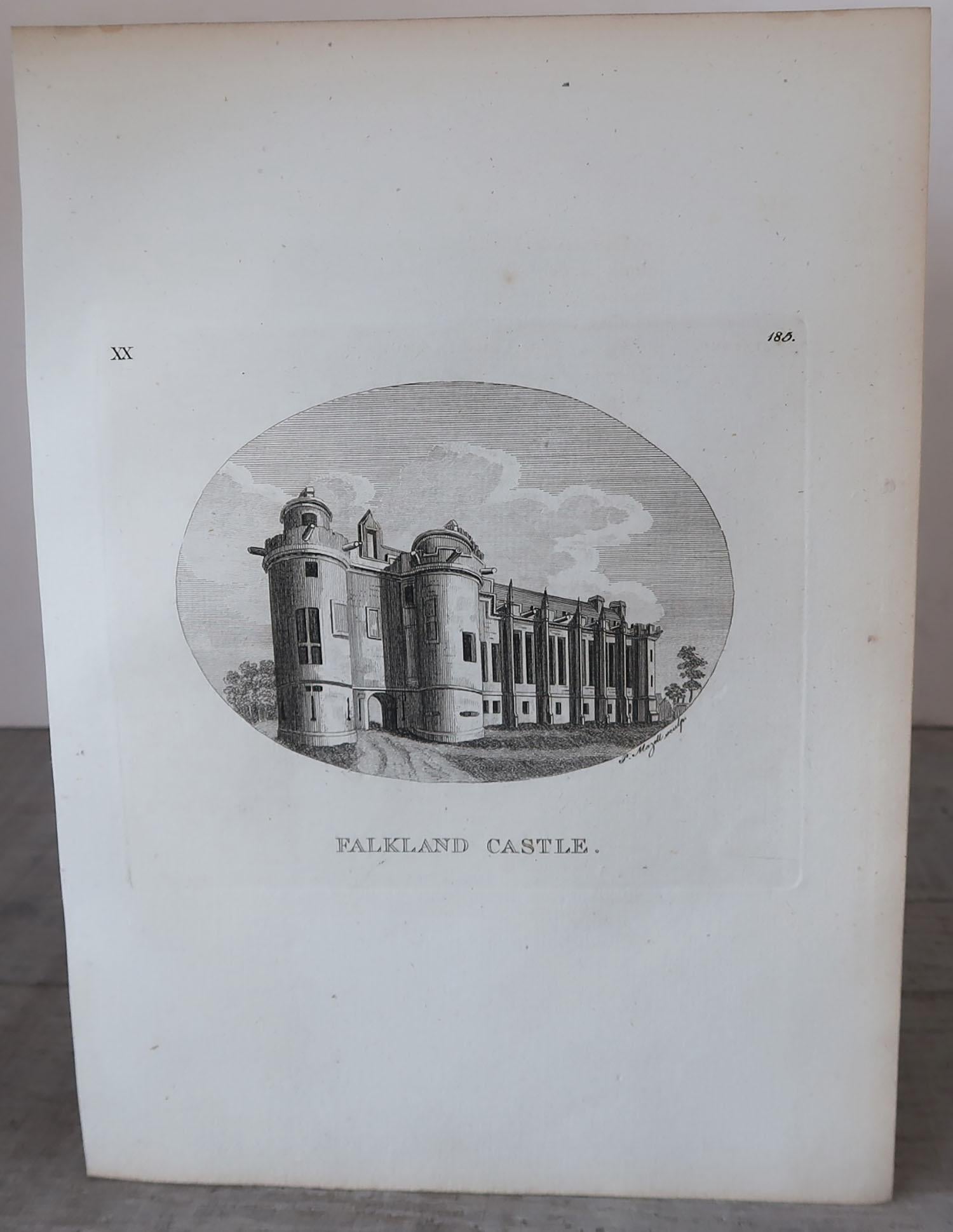 Set von 8 antiken Drucken von schottischen Schlossen, um 1770 (Englisch) im Angebot