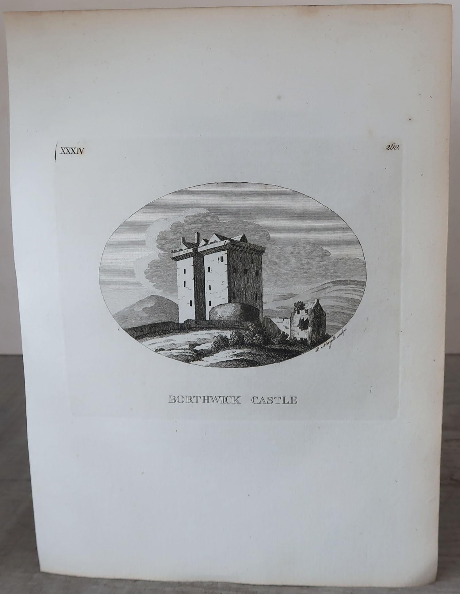 Paper Set of 8 Antique Prints of Scottish Castles, circa 1770