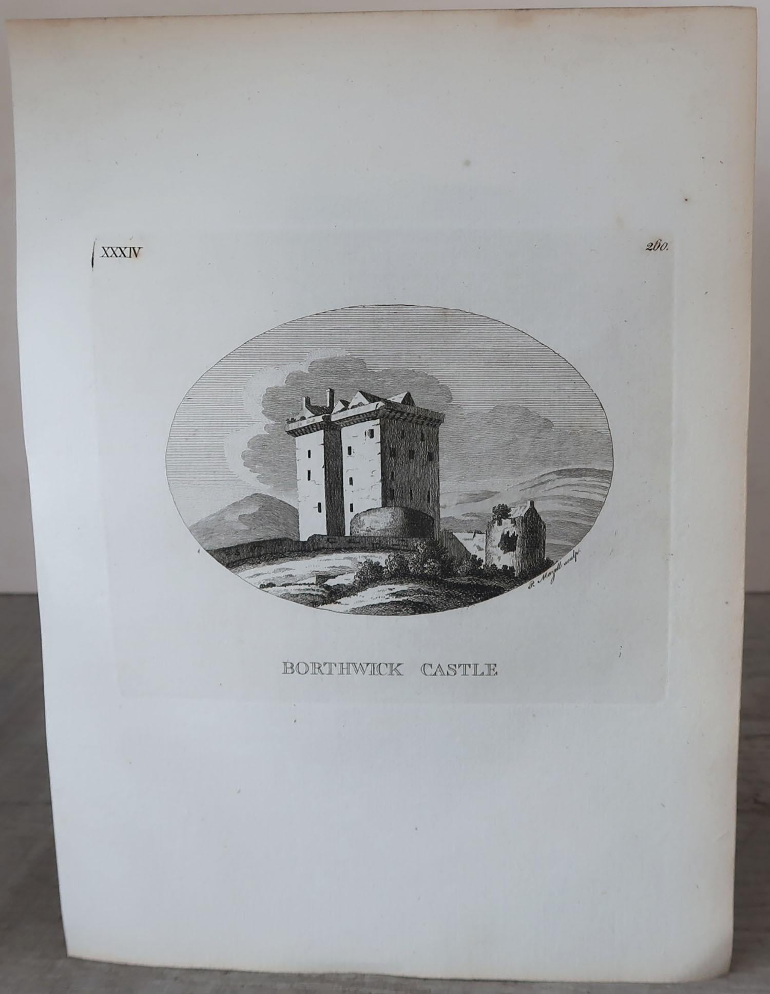 Paper Set of 8 Antique Prints of Scottish Castles, circa 1770 For Sale