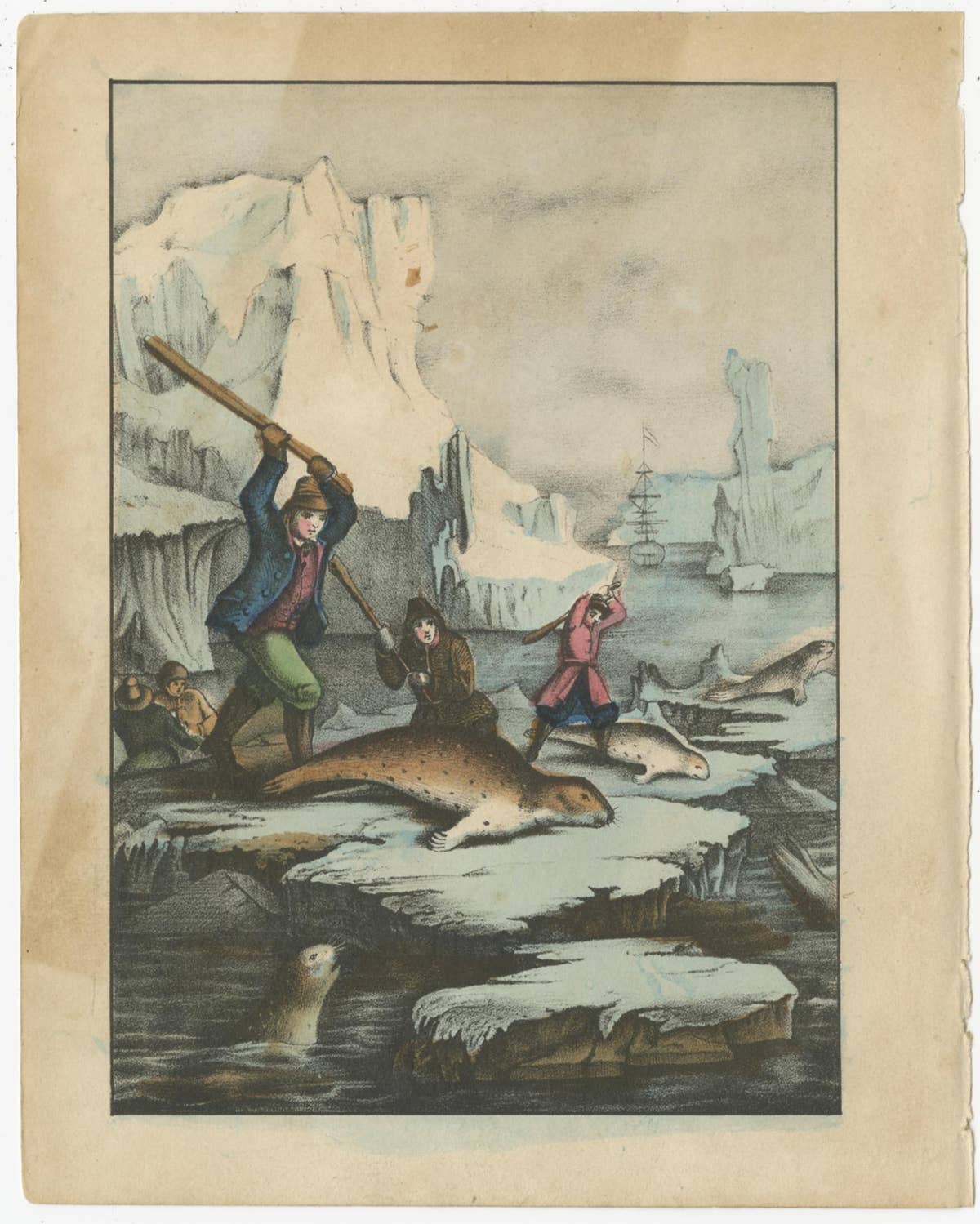 Set of 8 Antique Prints of Various Animals and Hunting Scenes 'circa 1880'