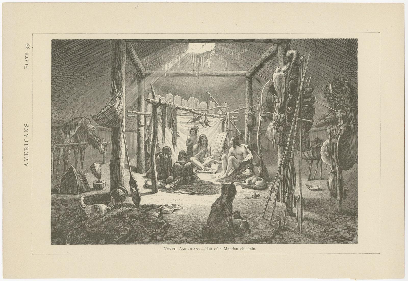 Ensemble de 8 estampes anciennes de diverses scènes, personnages et objets d'Amérique du Nord Bon état - En vente à Langweer, NL