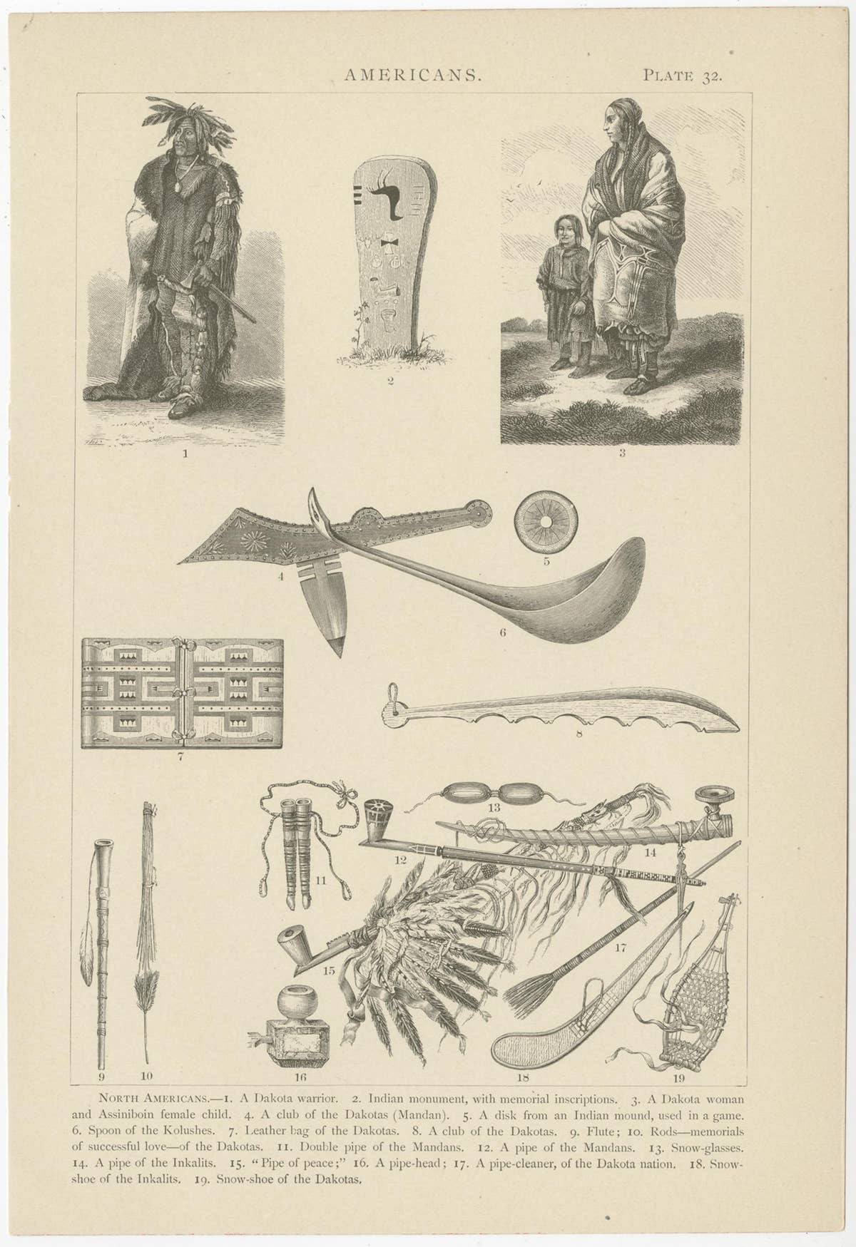 Set of 8 Antique Prints of Various Scenes, Figures and Objects of North America