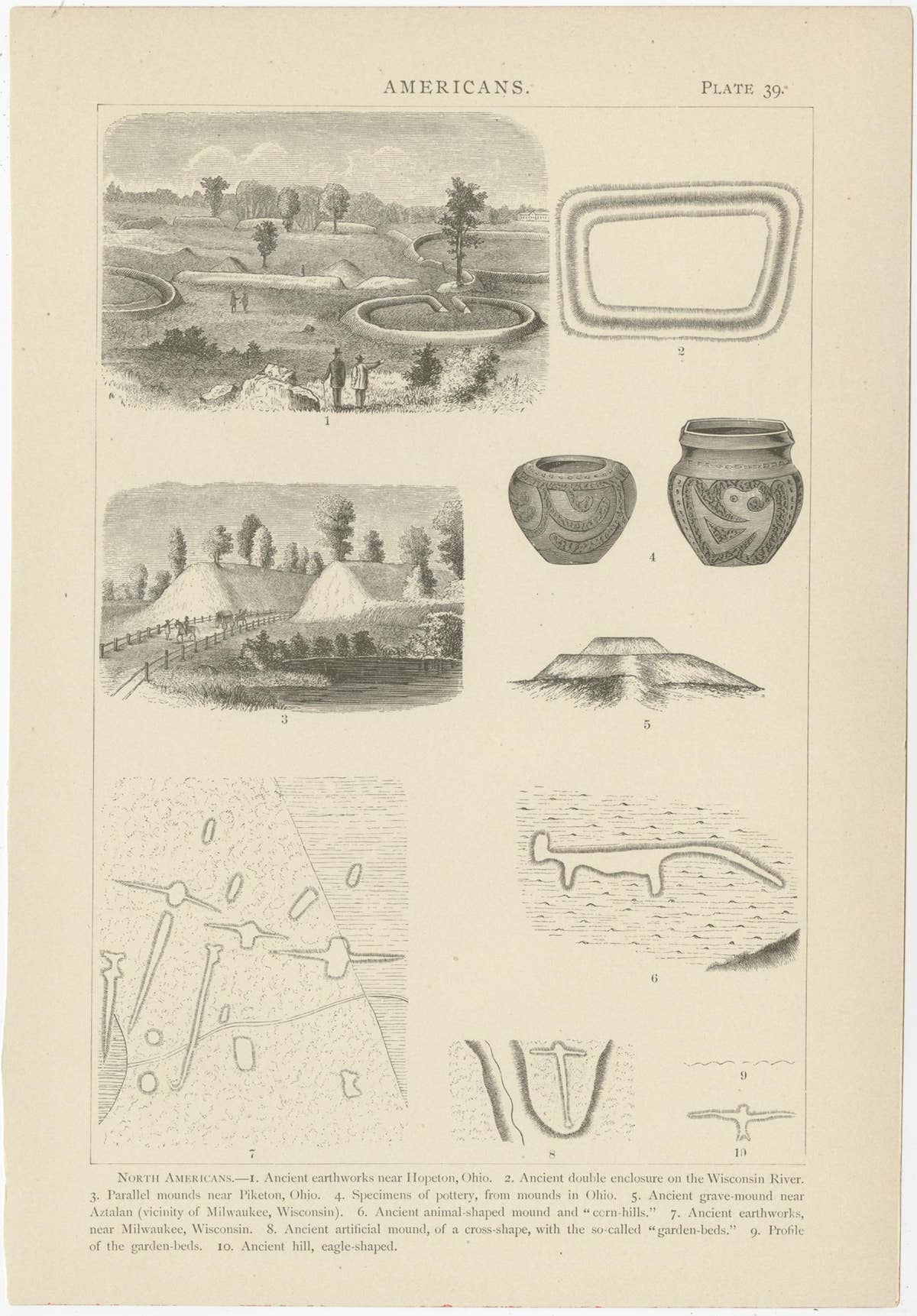 Set of 8 Antique Prints of Various Scenes, Figures and Objects of North America