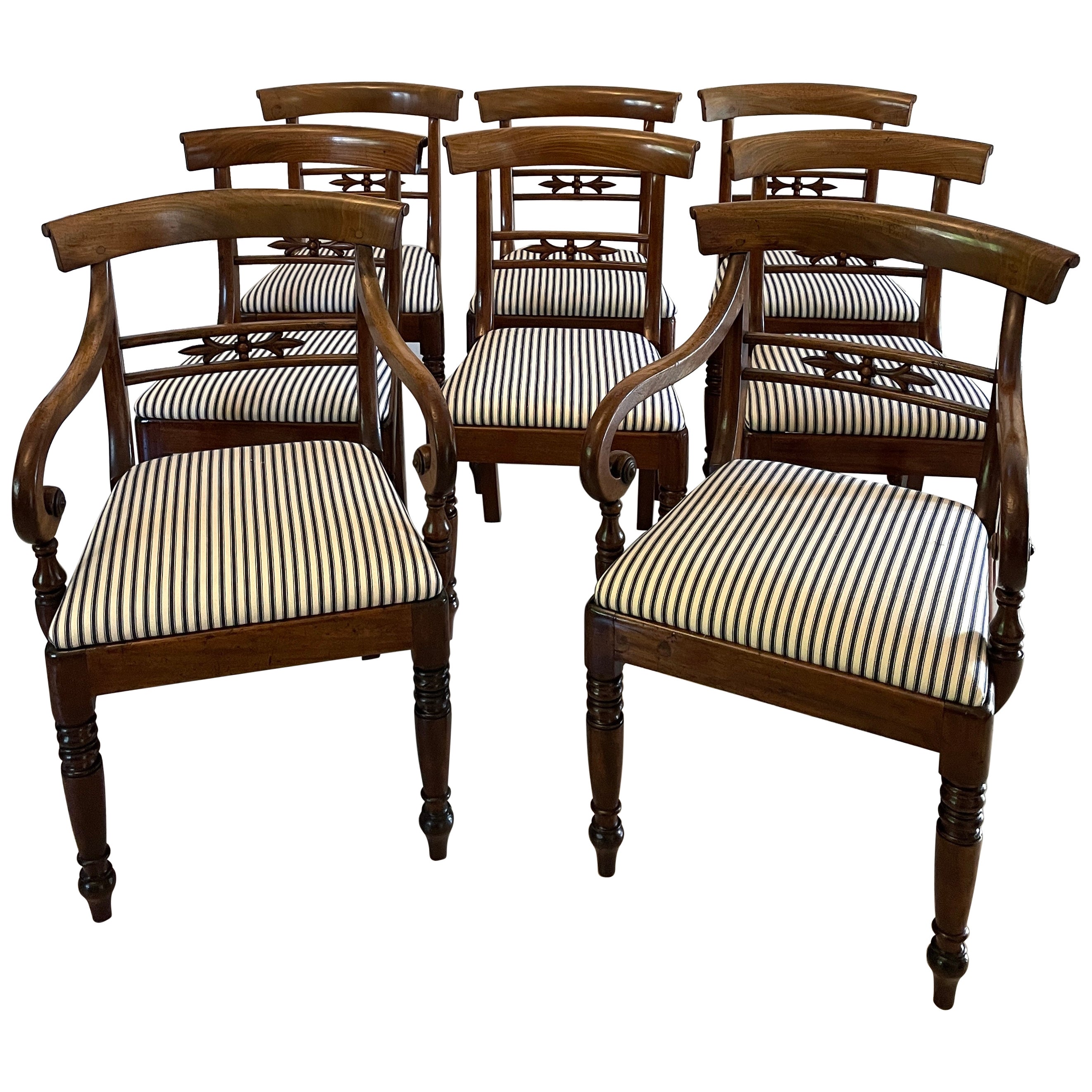 Set of 8 Antique Regency Quality Mahogany Dining Chairs