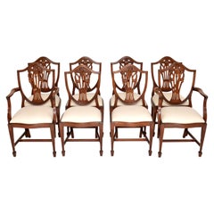 Set aus 8 antiken Esszimmerstühlen im Sheraton-Stil