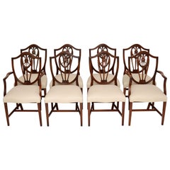 Set of 8 Antique Sheraton Style Mahogany Dining Chairs