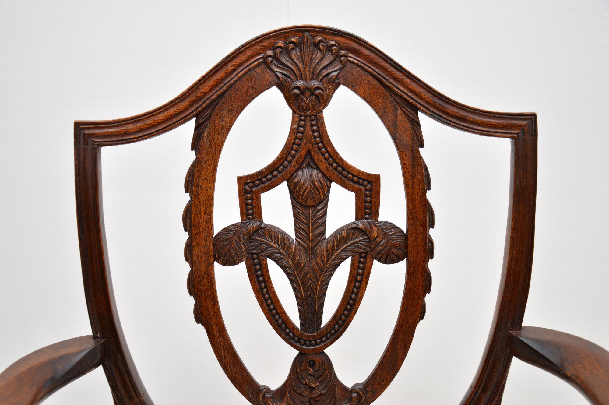Set of 8 Antique Shield Back Dining Chairs For Sale 4