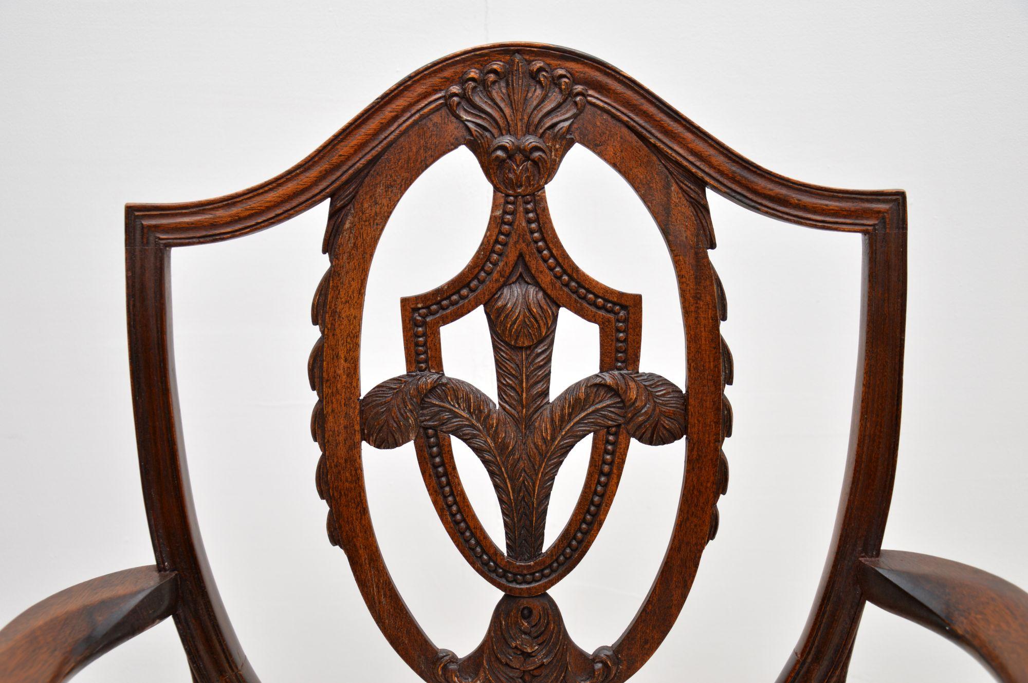 Set of 8 Antique Shield Back Dining Chairs 4