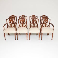 Set of 8 Antique Shield Back Dining Chairs