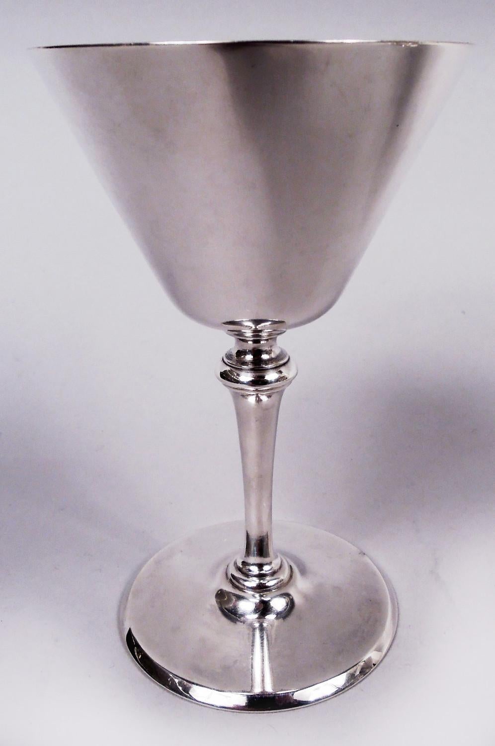American Set of 8 Antique Tiffany Art Deco Sterling Silver Cocktail Cups For Sale