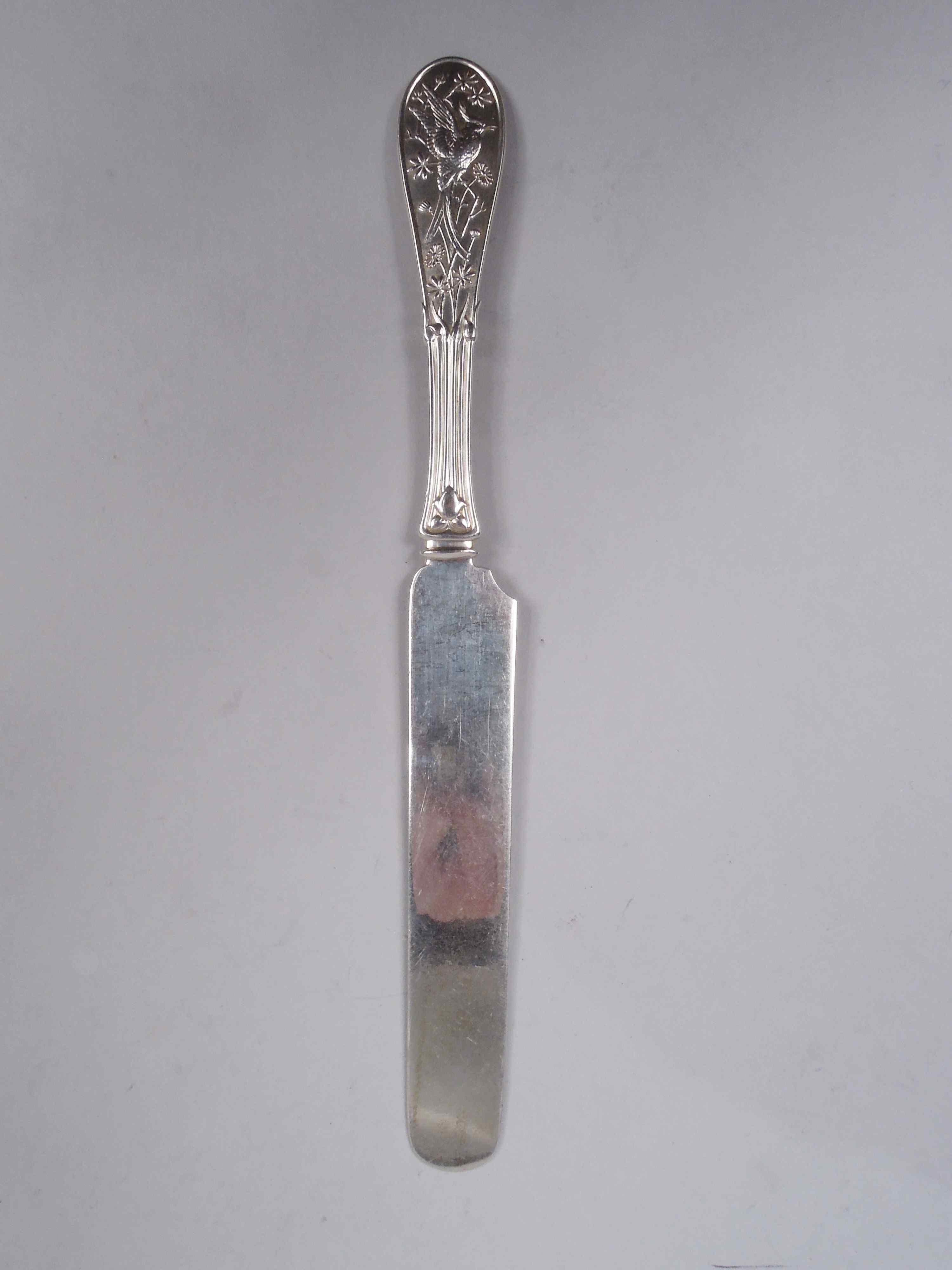 Japonisme Set of 8 Antique Tiffany Japanese Sterling Silver Breakfast Knives