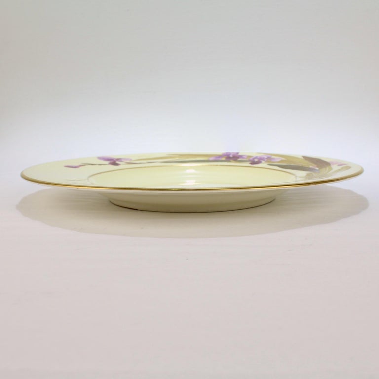 Set of 8 Antique Worcester Porcelain Cabinet Plates with Enamel Flowers For Sale 6