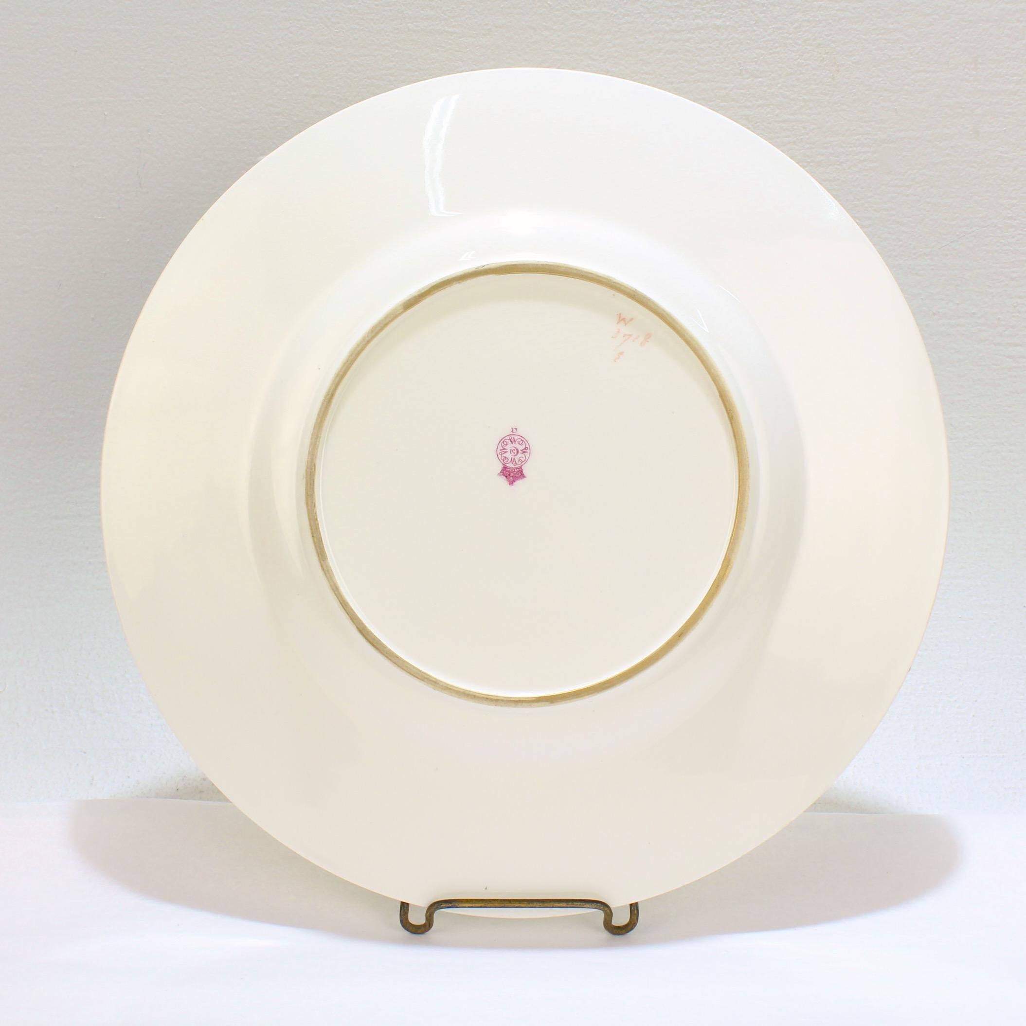 Set of 8 Antique Worcester Porcelain Cabinet Plates with Enamel Flowers For Sale 7