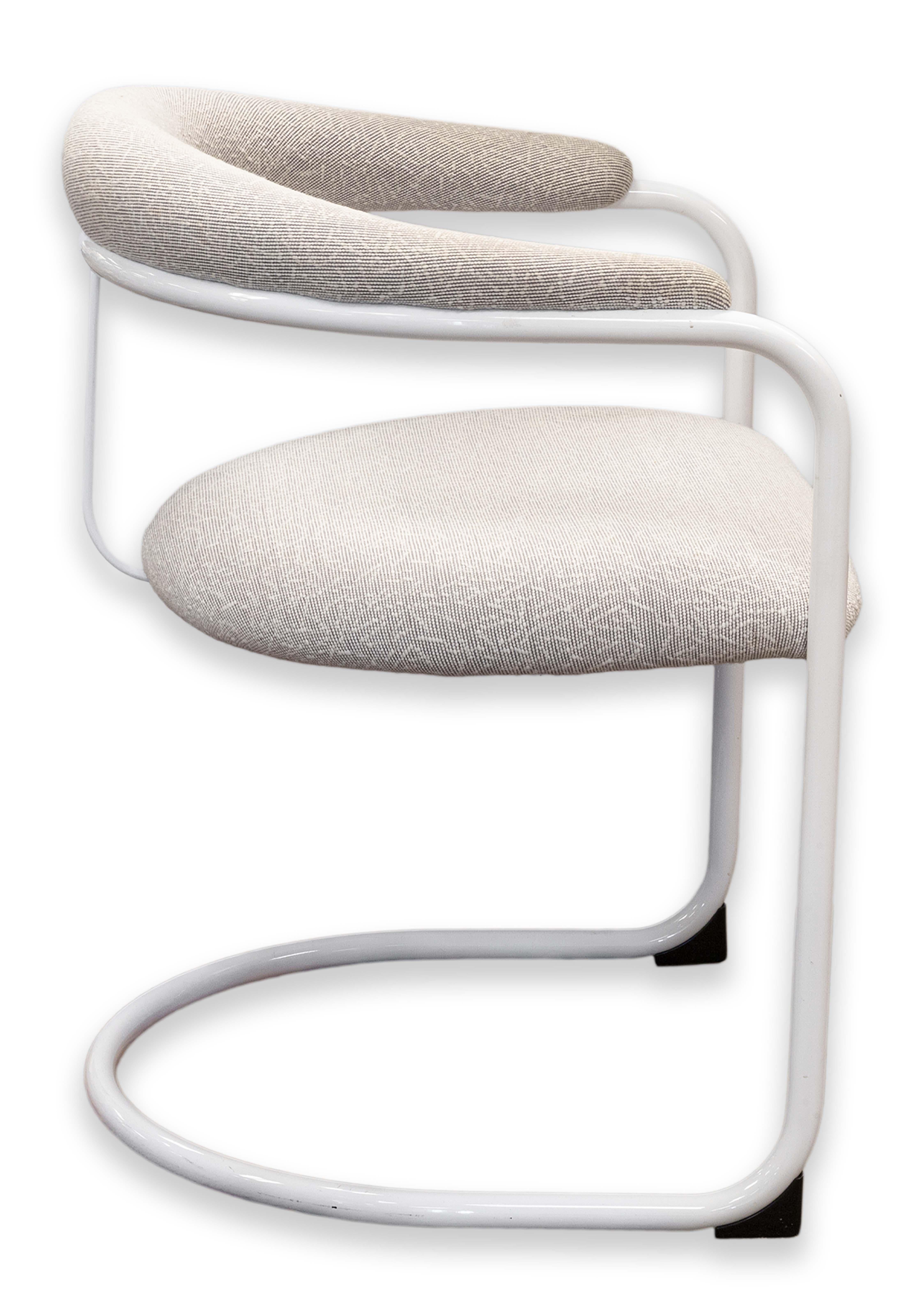 20th Century Set of 8 Anton Lorenz for Thonet White Tubular Cantilever SS33 Dining Armchairs