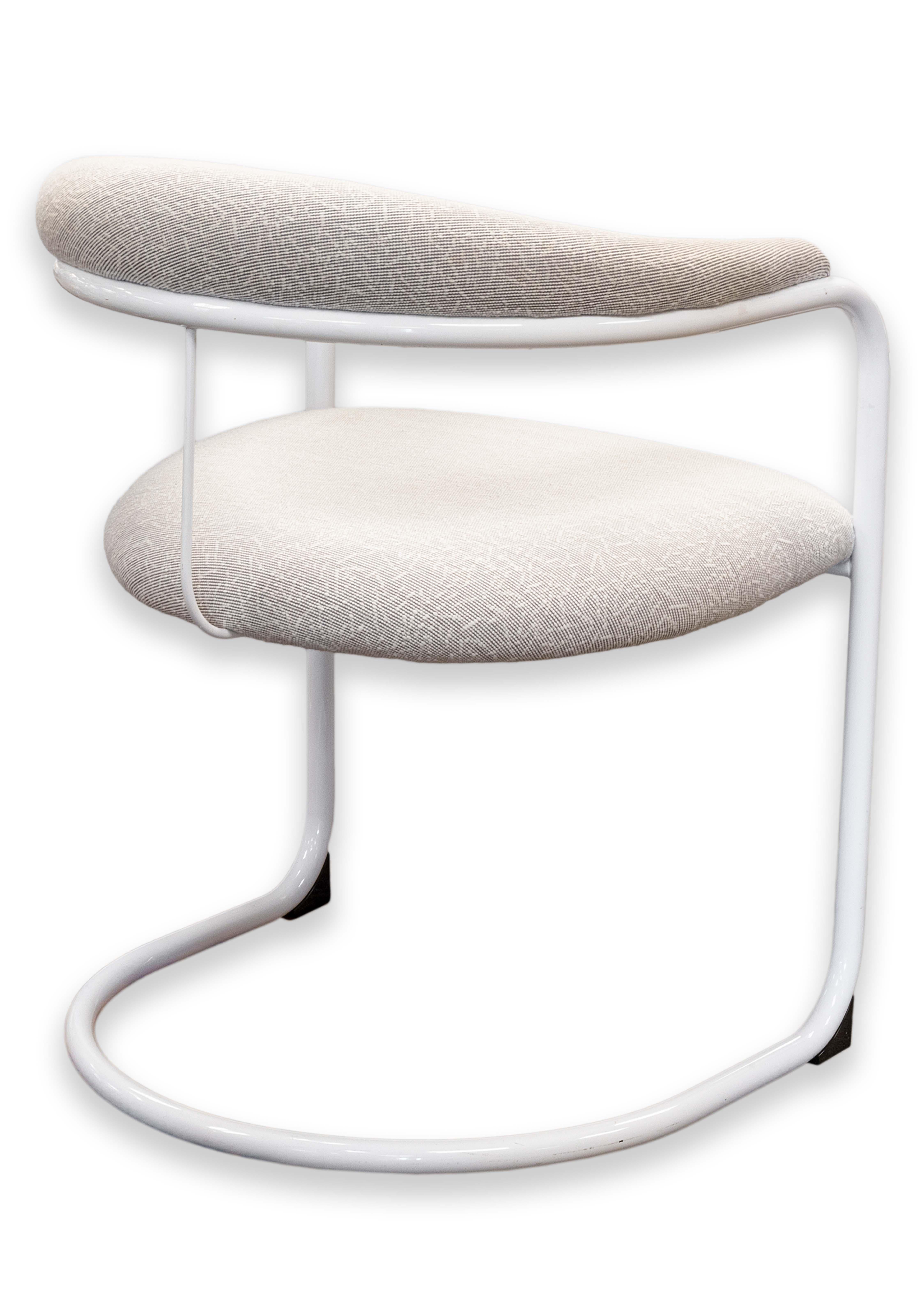 Metal Set of 8 Anton Lorenz for Thonet White Tubular Cantilever SS33 Dining Armchairs