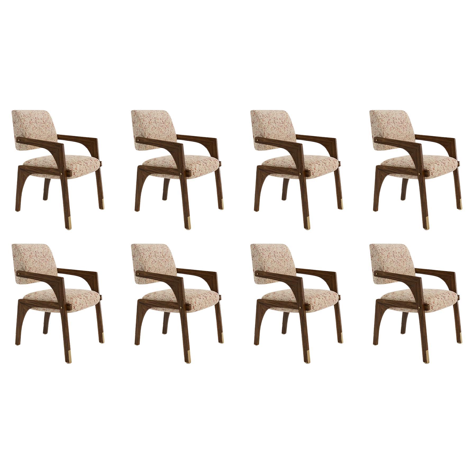 Set of 8 Arches Dining Chair, Walnut & Tan, InsidherLand by Joana Santos Barbosa