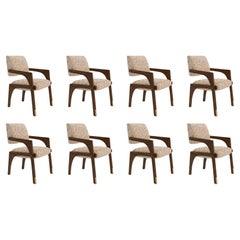 Conjunto de 8 sillas de comedor Arcos, nogal y tostado, InsidherLand by Joana Santos Barbosa