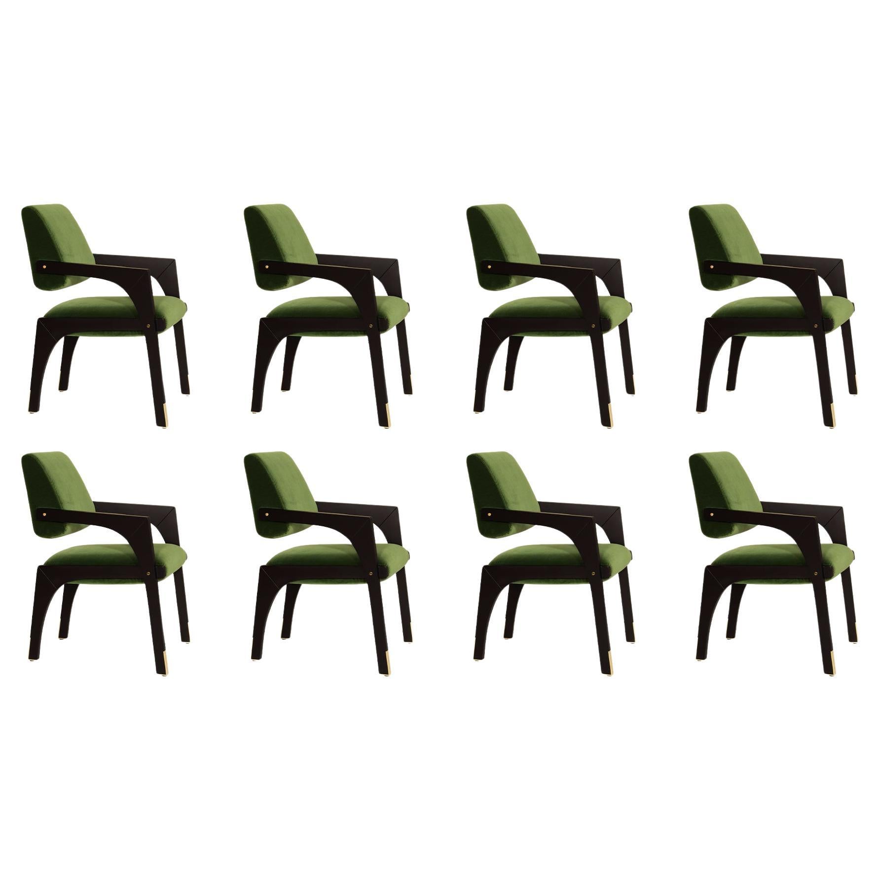 Set of 8 Arches Dining Chairs, Velvet, InsidherLand by Joana Santos Barbosa