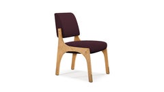 Set of 8 oak burgundy bouclé armless Arches II dining chair by InsidherLand