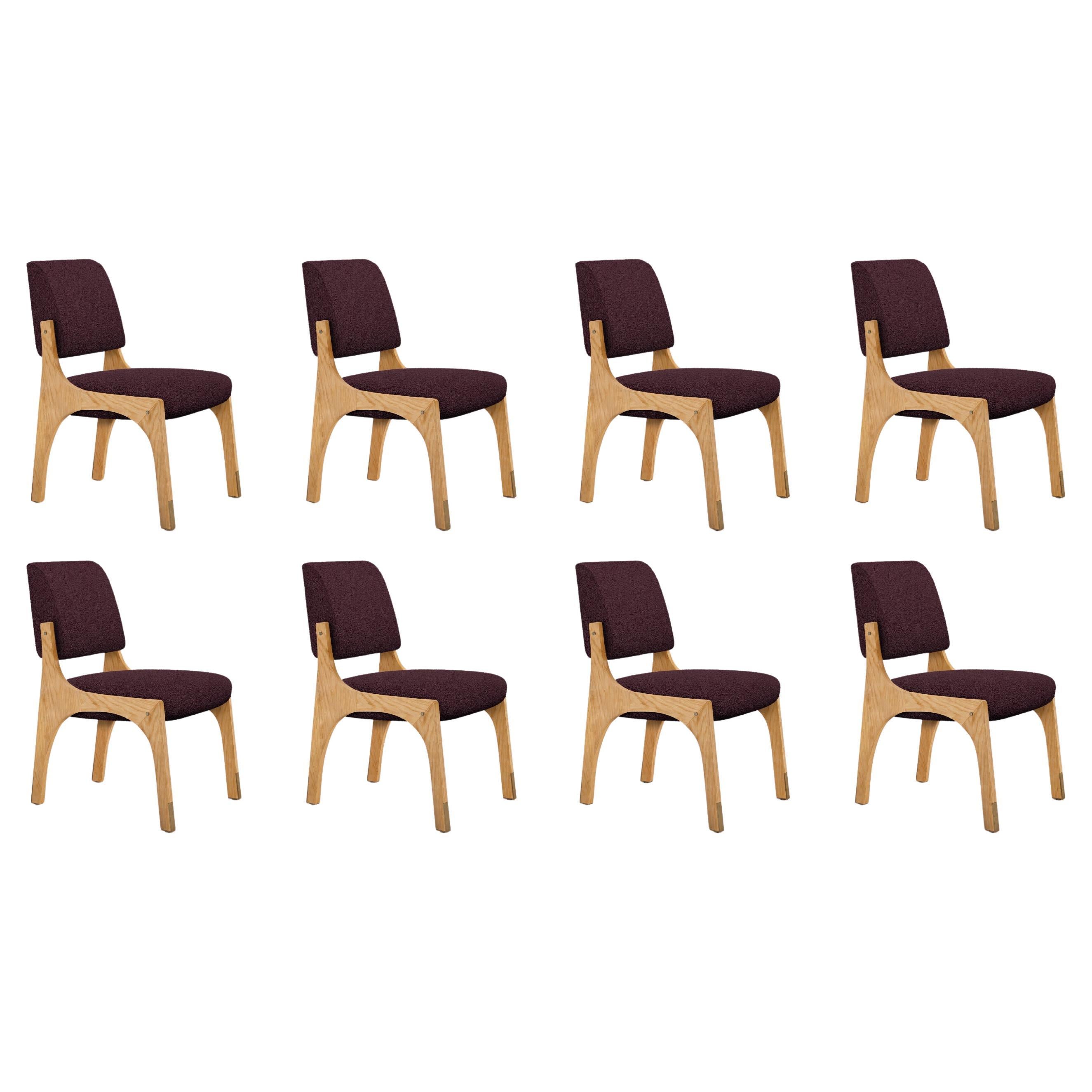 Set of 8 Arches II Dining Chair, Bouclé 
Oak, by Insidherland For Sale