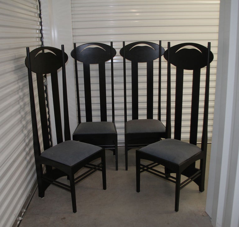 Ebonized Set of 8 Argyle Chairs by Charles R Mackintosh for Atelier International For Sale