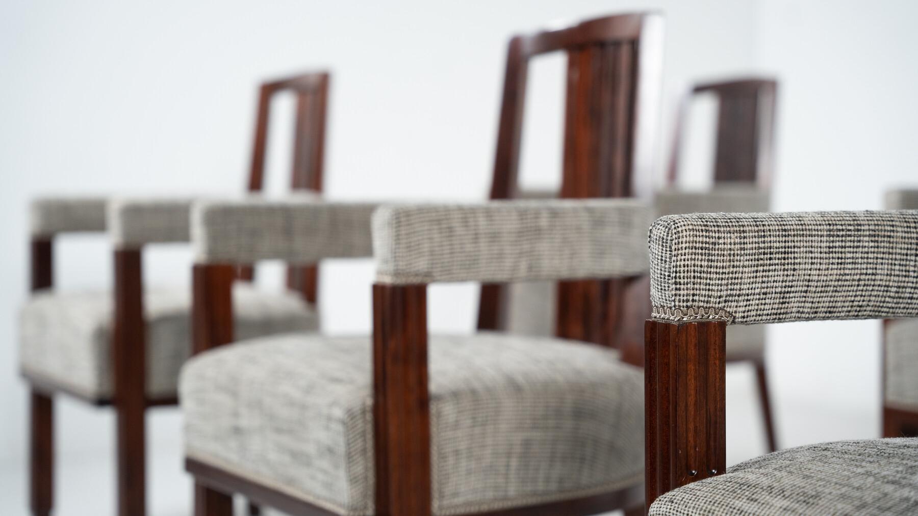 XXIe siècle et contemporain Ensemble de 8 fauteuils de style Art déco, nouvelle tapisserie en vente