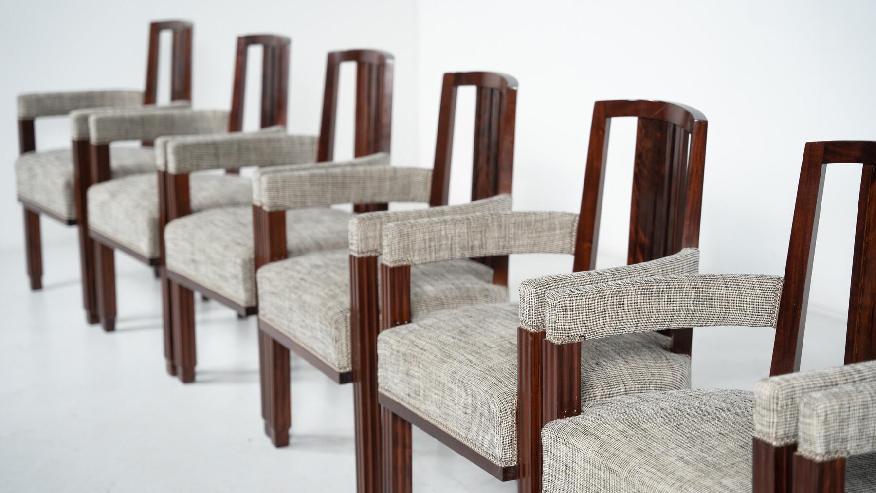 Ensemble de 8 fauteuils de style Art déco, nouvelle tapisserie en vente 1