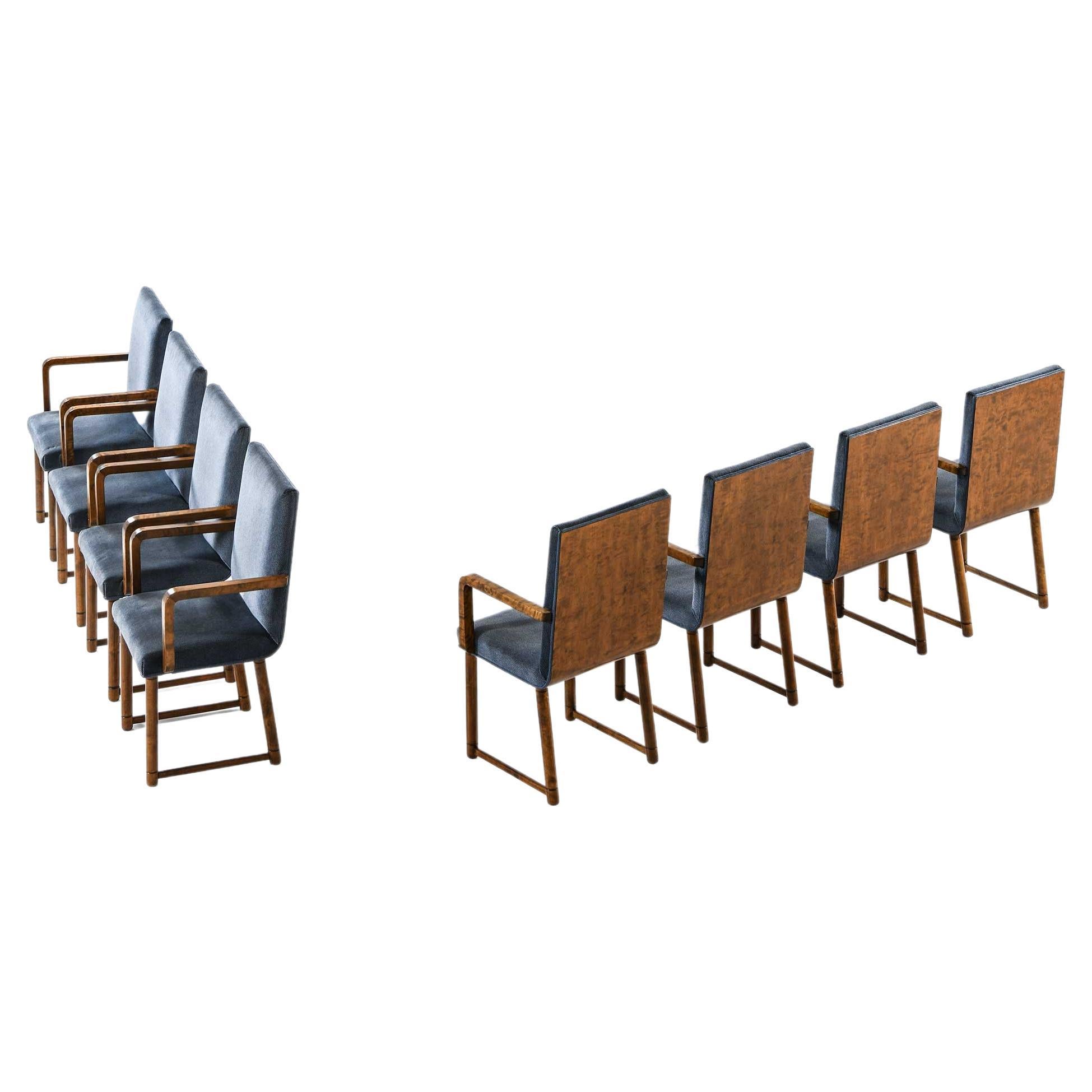 Set of 8 armchairs produced in 1930's in Finland For Sale