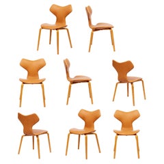 Vintage Set of 8 Arne Jacobsen "GRAND PRIX" Dining Chairs