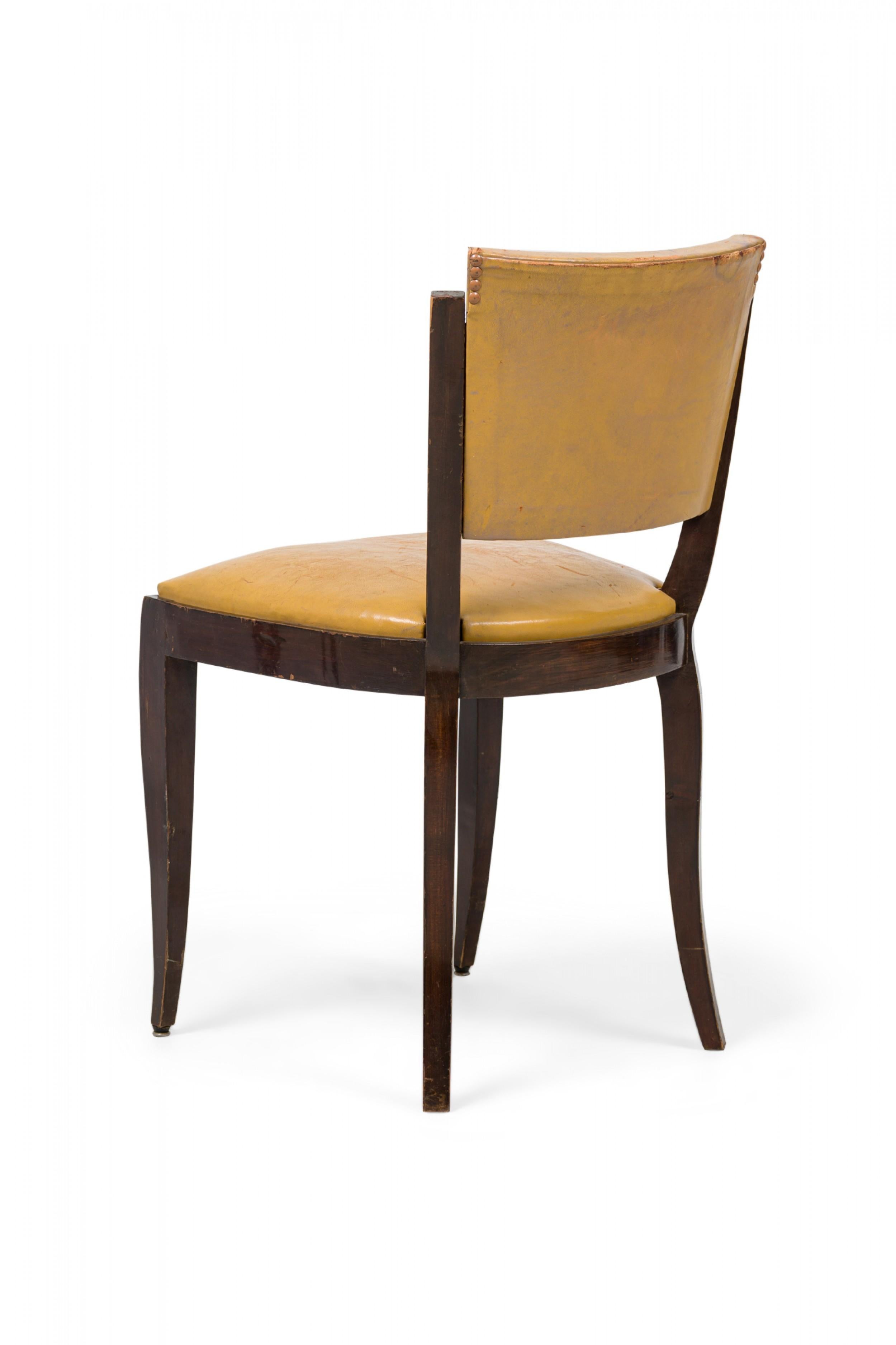 20th Century Set of 8 Art Deco American Gold Vinyl Upholstered Dining / Side Chairs For Sale