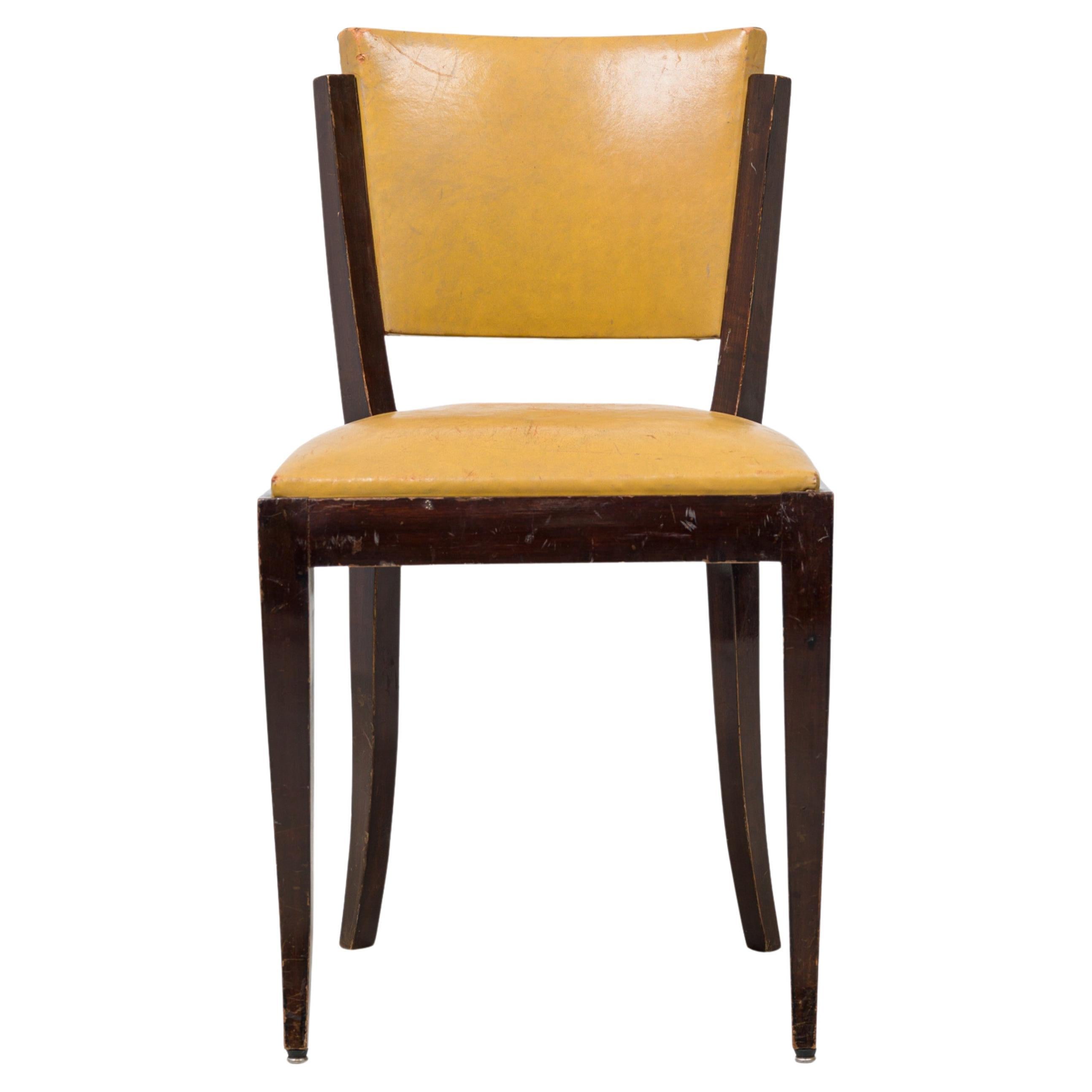 Set of 8 Art Deco American Gold Vinyl Upholstered Dining / Side Chairs