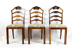 Set Of 8 Art Deco Dining Chairs, New Upholstery by Request , Austria ca. 1930