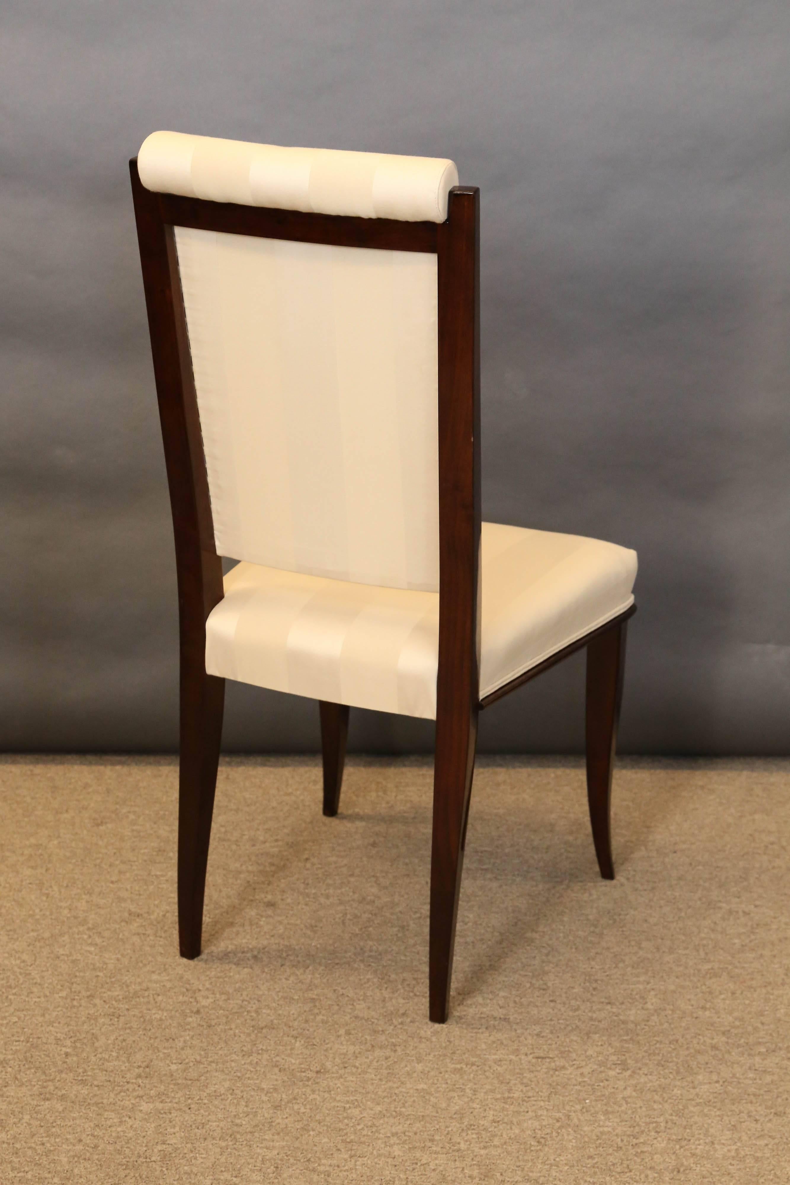 Set of Eight Art Deco French Dinning Chairs in Walnut 1