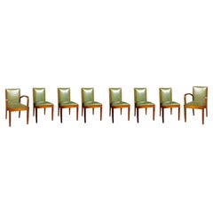 Set of 8 Art Deco Leather Dining Chairs, 20th Century