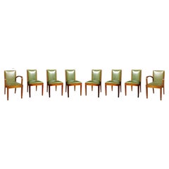 Set of 8 Art Deco Leather Dining Chairs, 20th Century